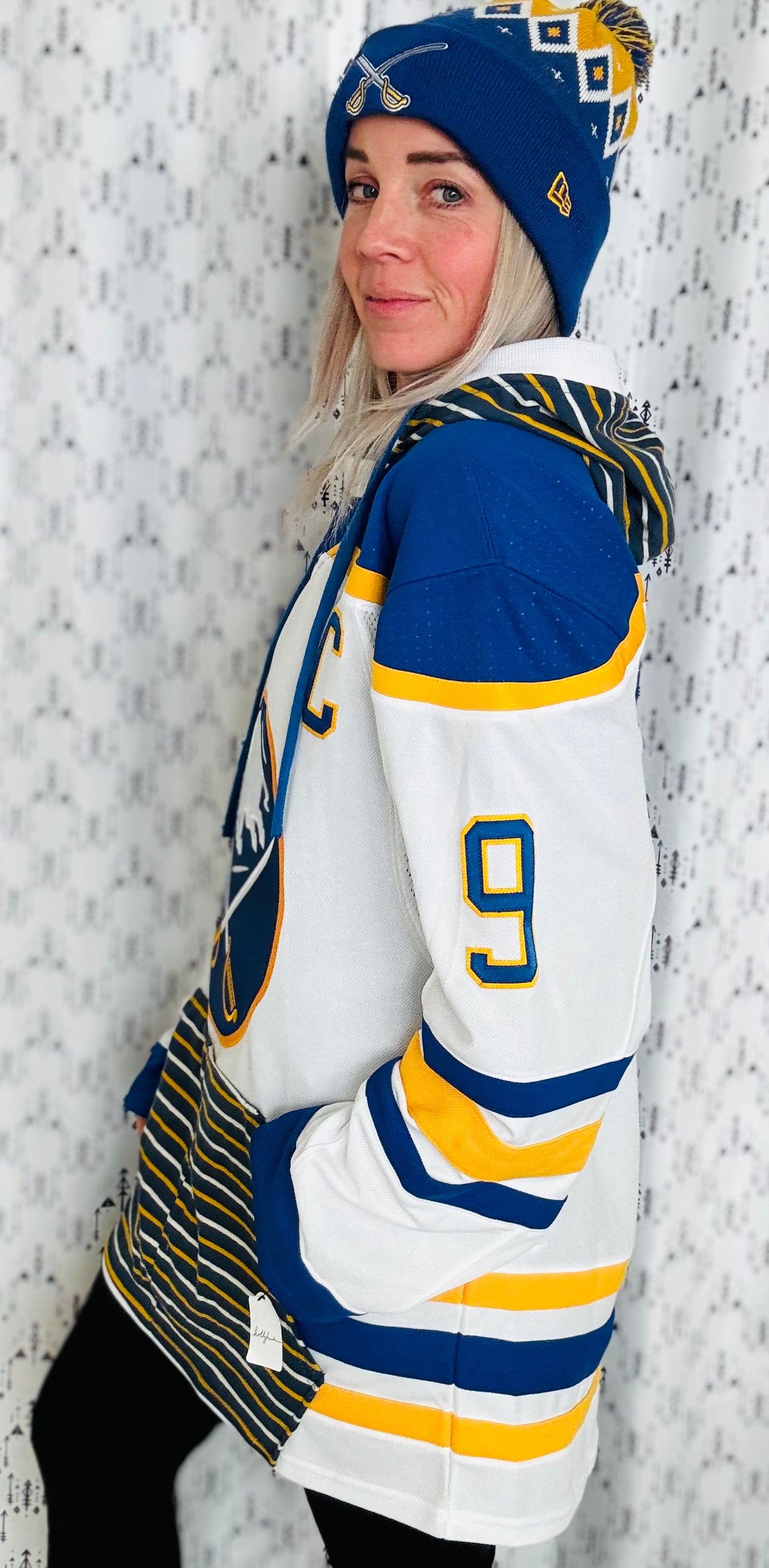 Customizable Buffalo Hockey Hooded Jersey #9 Size- Unisex L/XL