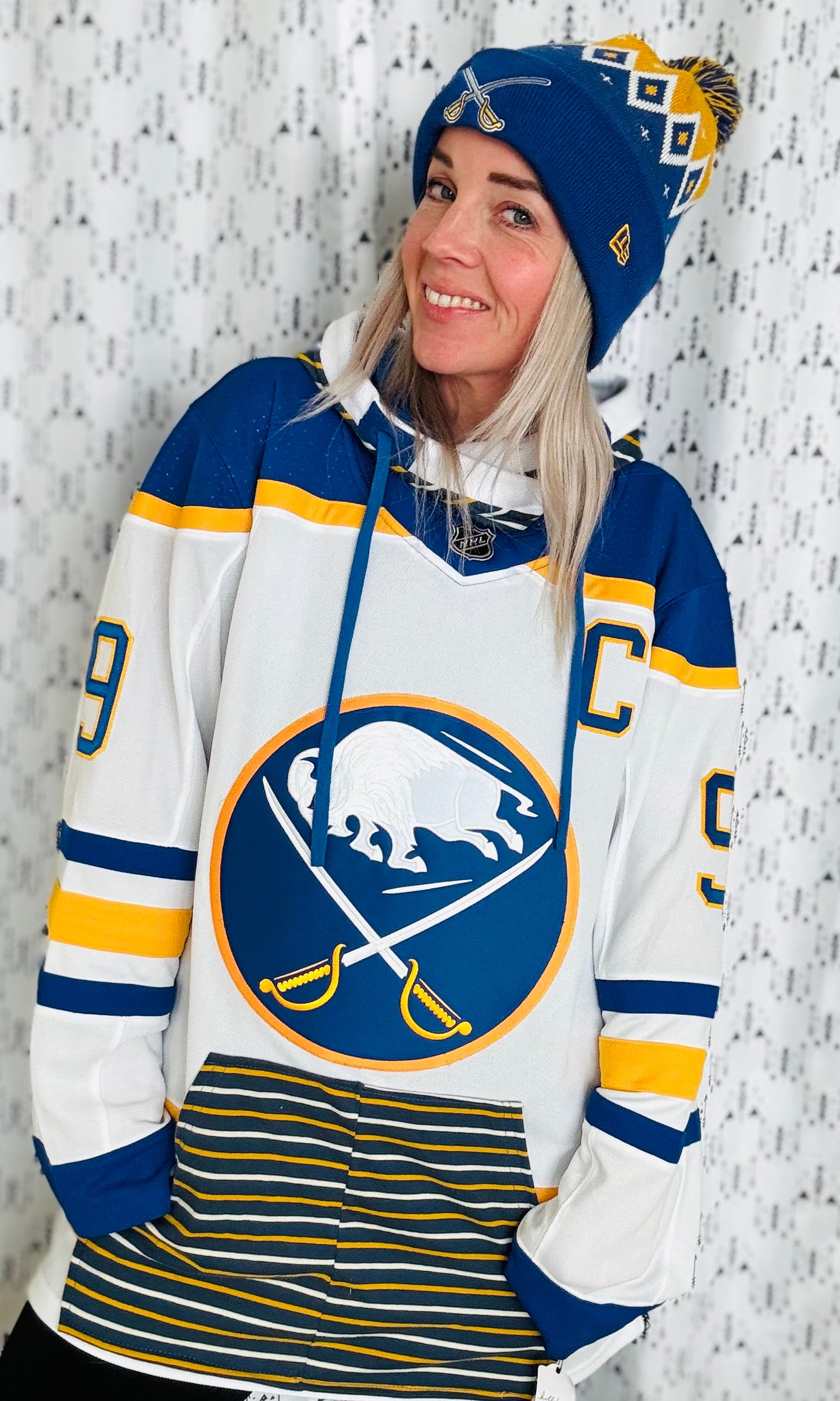 Customizable Buffalo Hockey Hooded Jersey #9 Size- Unisex L/XL