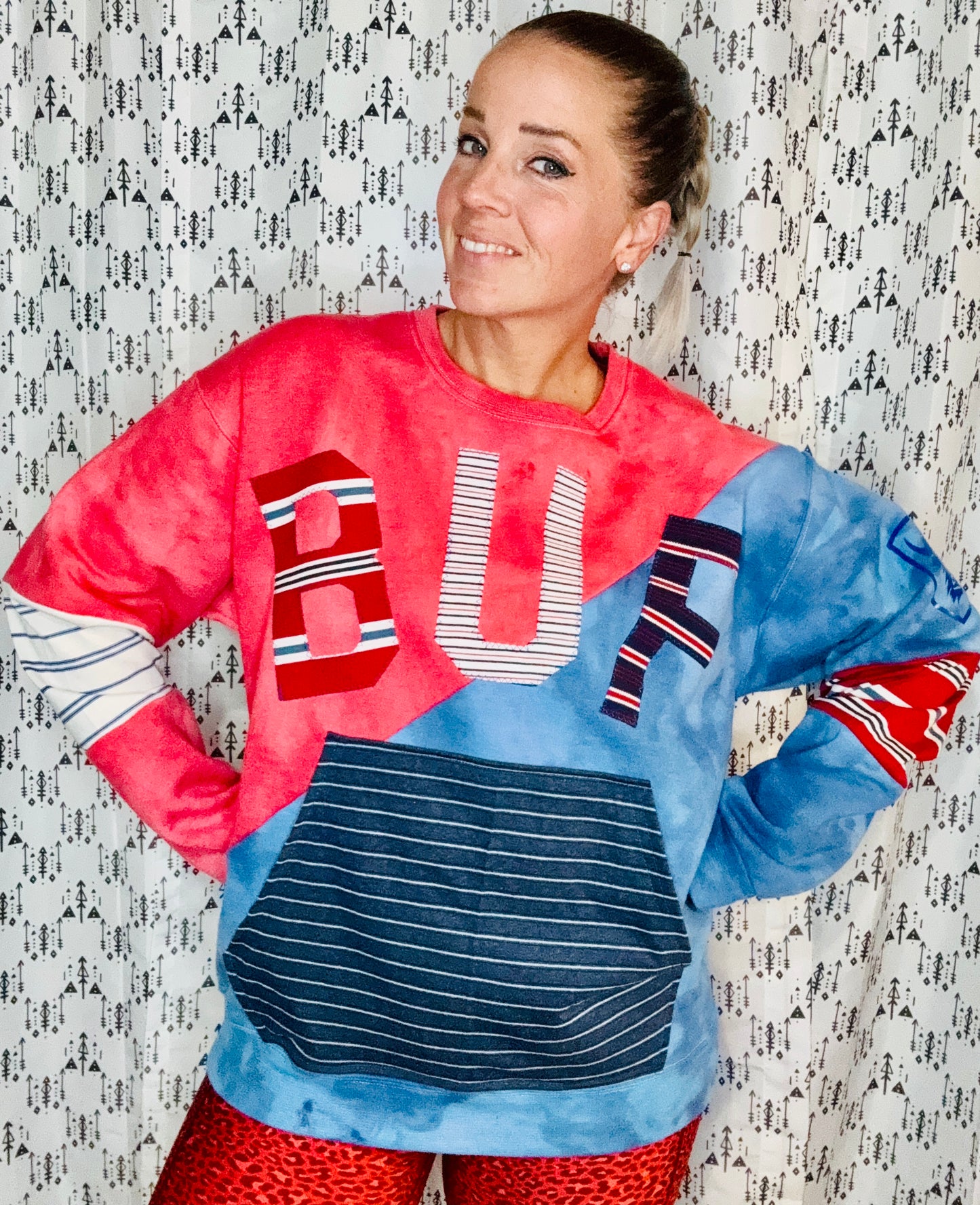 Blue & Red Tie Dye BUF Crewneck Unisex M/L