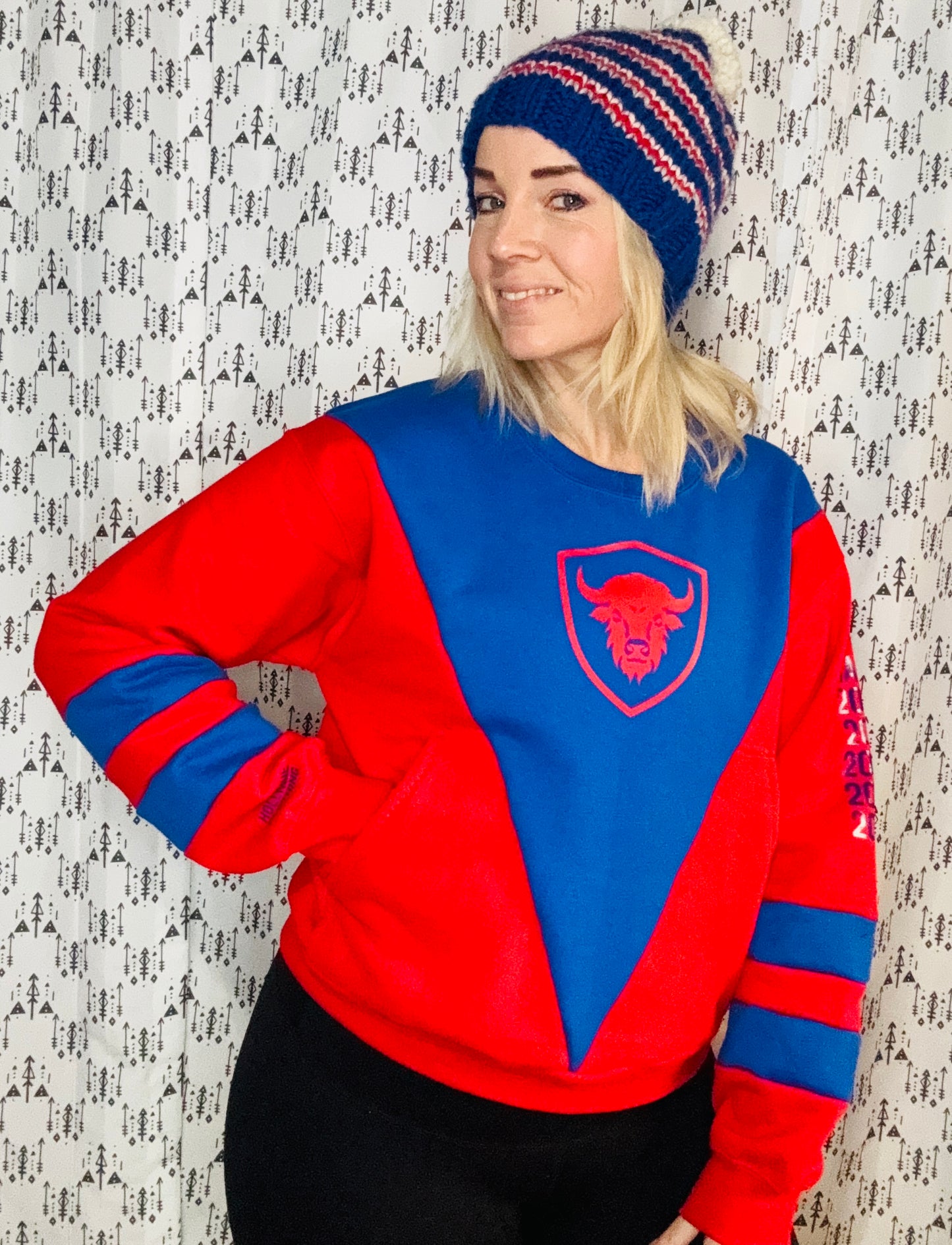 Blue & Red Buffalo Crewneck Size-Women's M/L