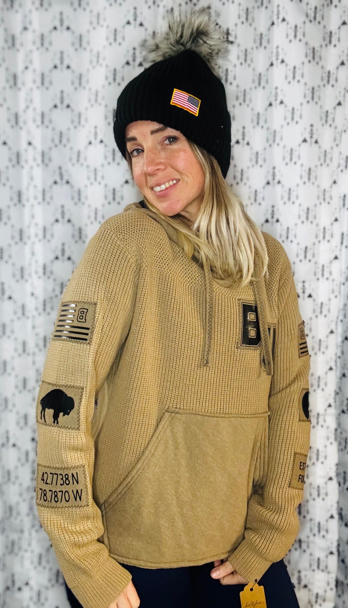 Khaki Buffalo Salute Hoodie Size- Women's M/L