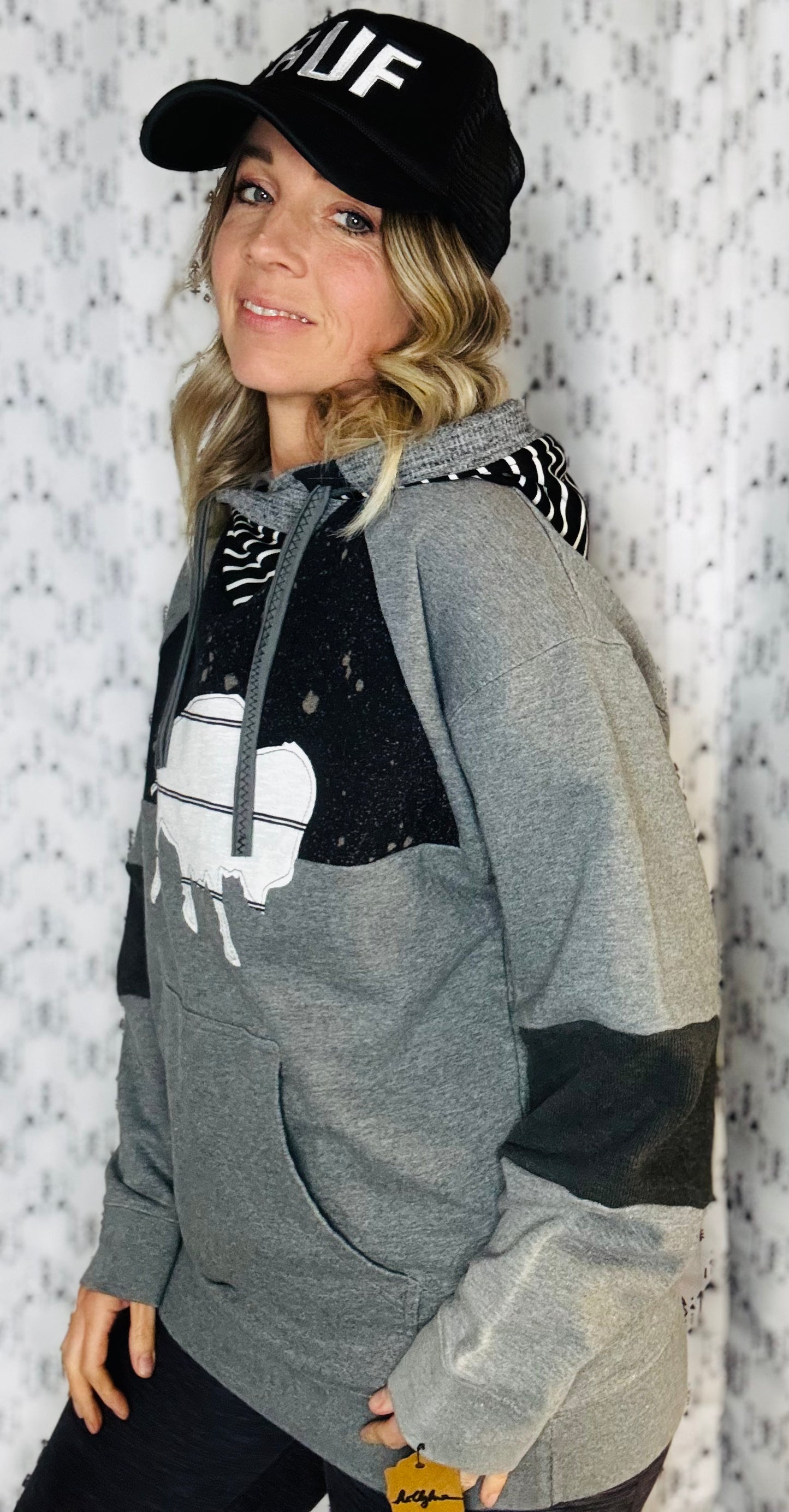 Rocktober Grey Buffalo Hoodie Size- Unisex M/L