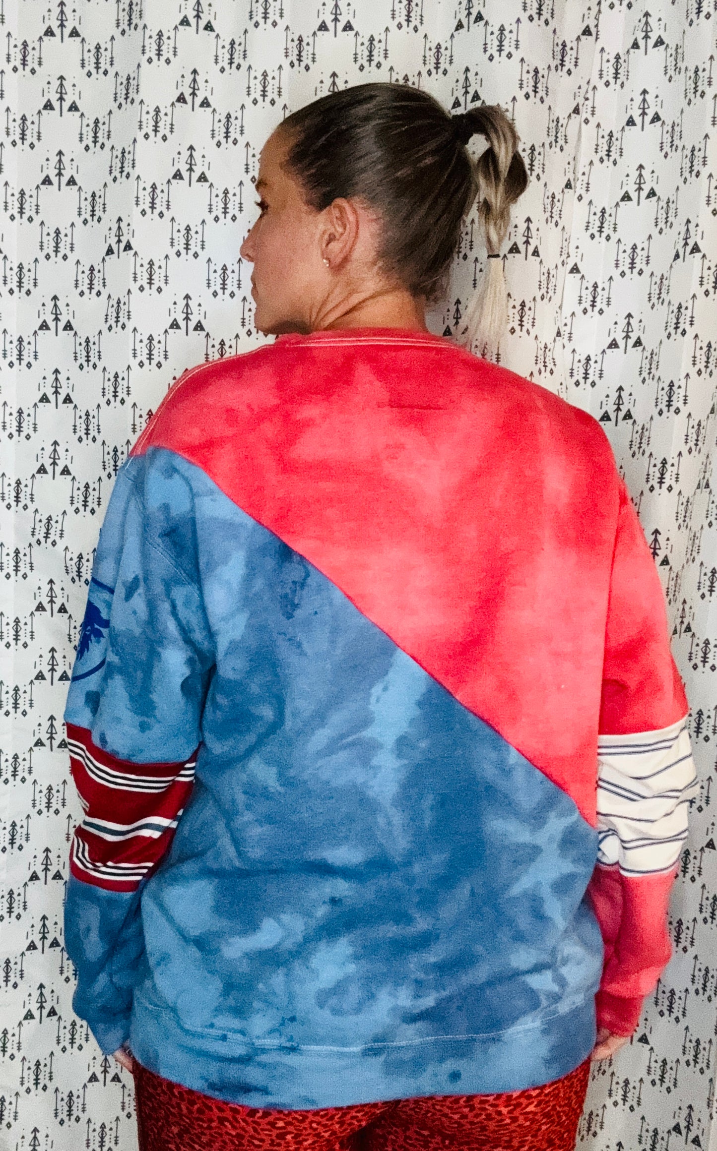 Blue & Red Tie Dye BUF Crewneck Unisex M/L