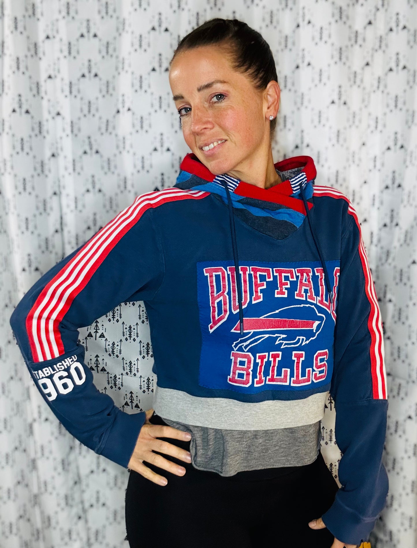 Blue Buffalo Football Crop Hoodie Size- Women's M/L