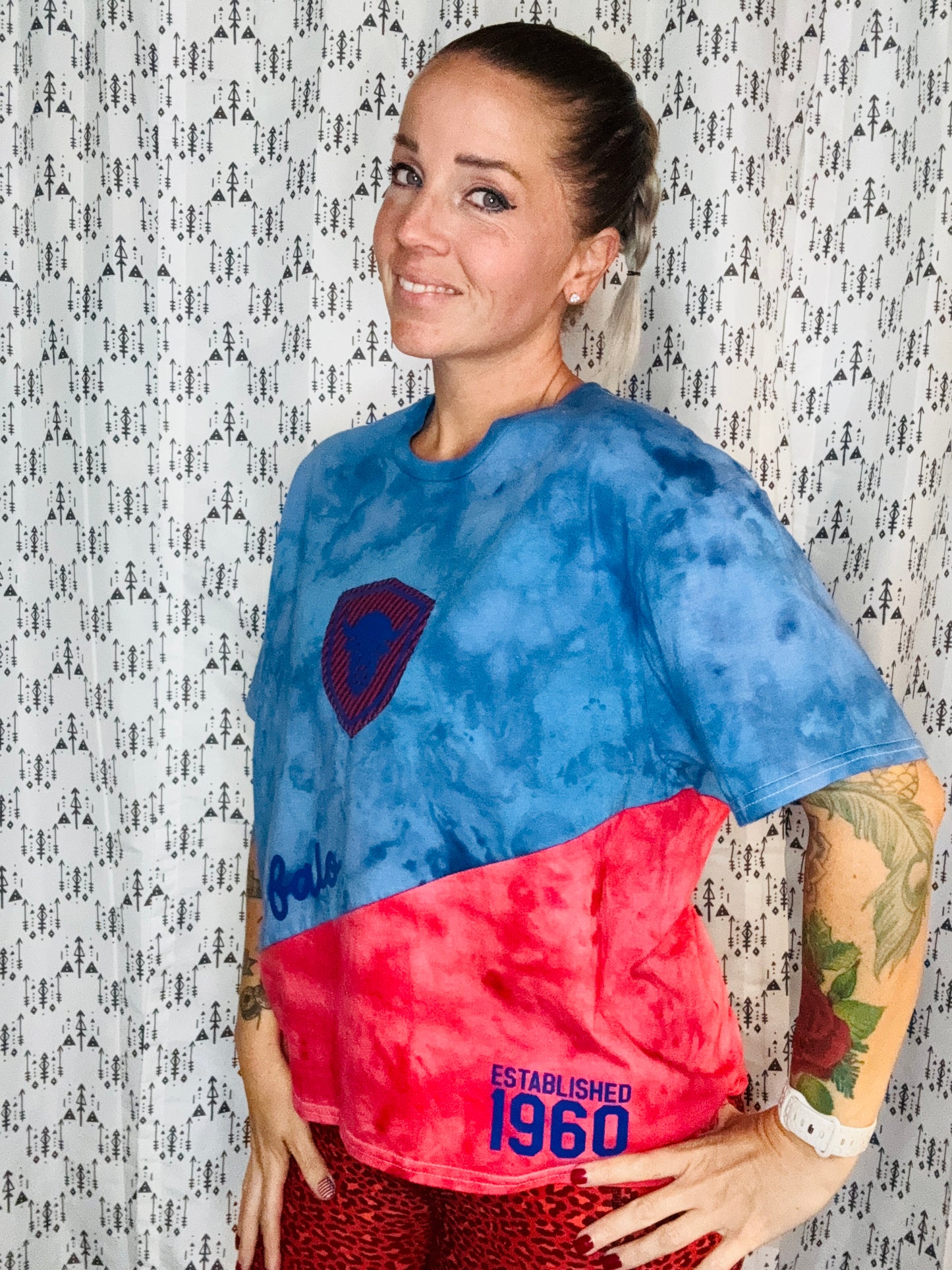 716 DAY Buffalo Head 2 Tie Dye Crop T-Shirt Size- Women’s OSFM