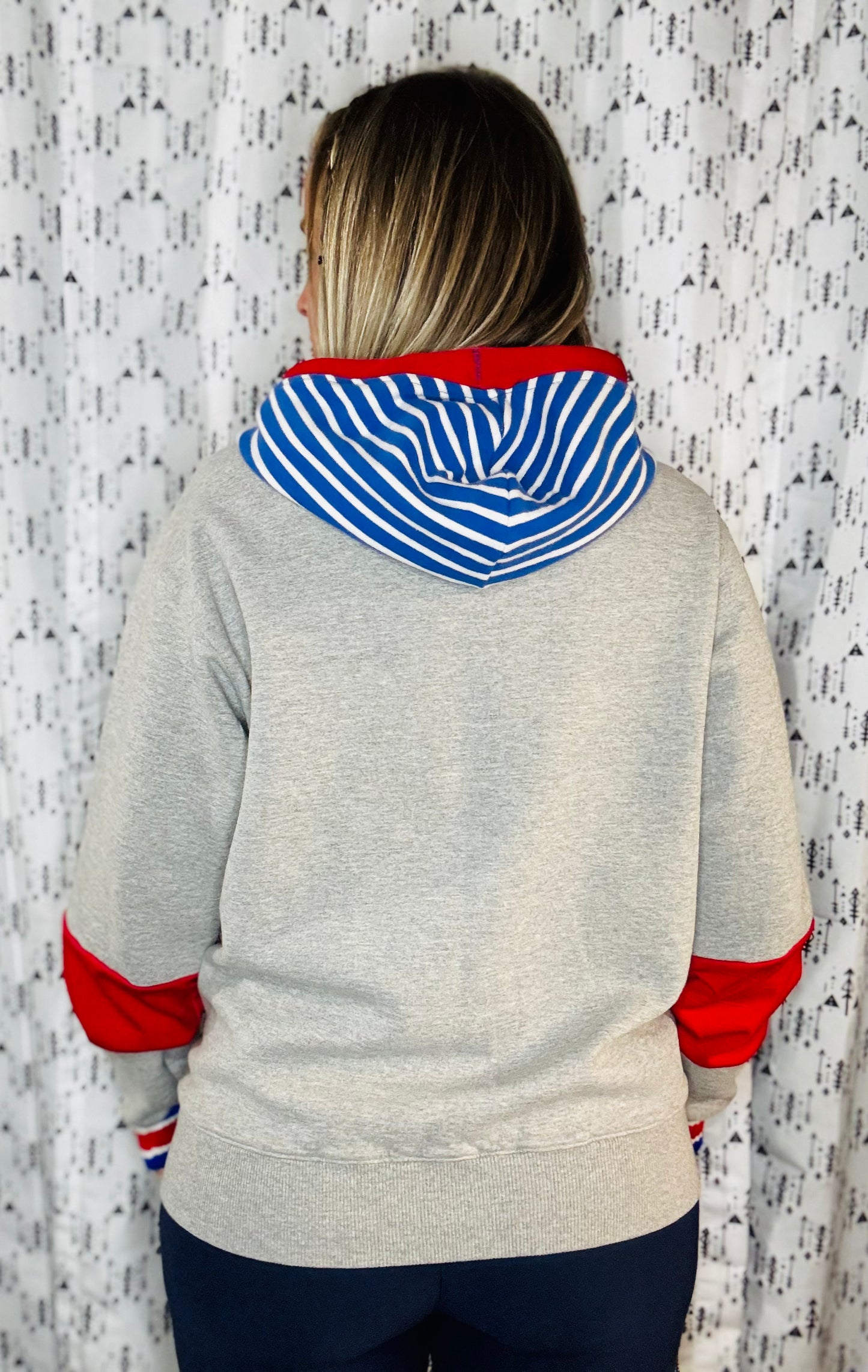Grey Peace Love Football Hoodie Size-Women’s M/L