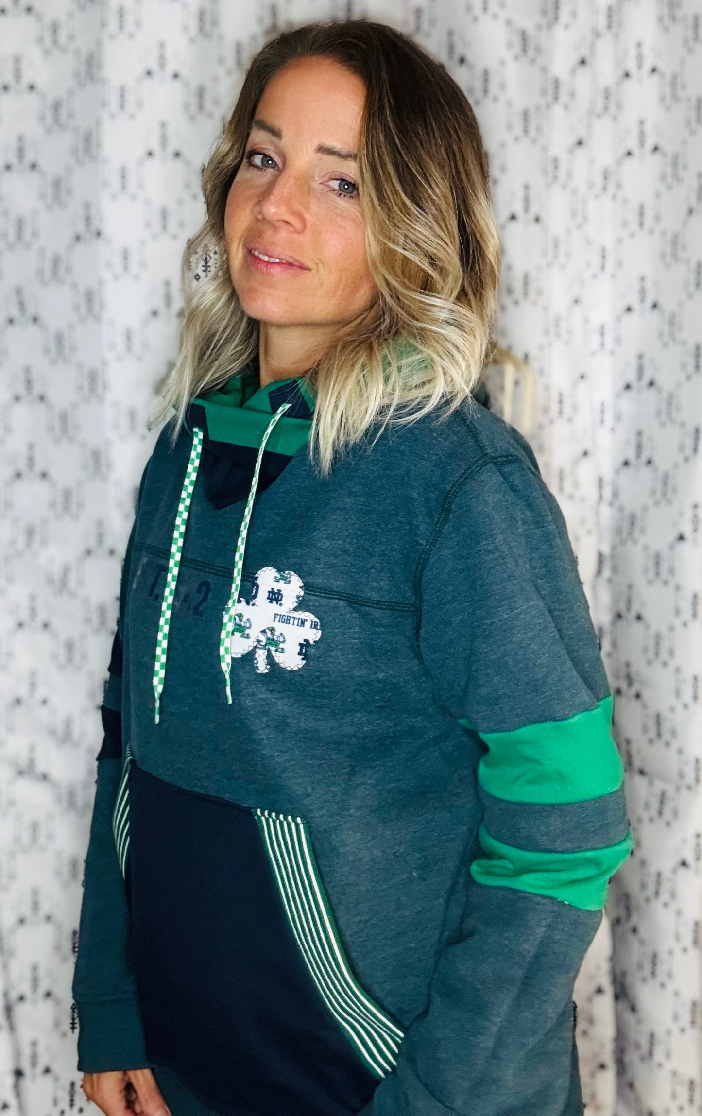 Green & Blue Irish Buffalo Football Hoodie Unisex-M/L