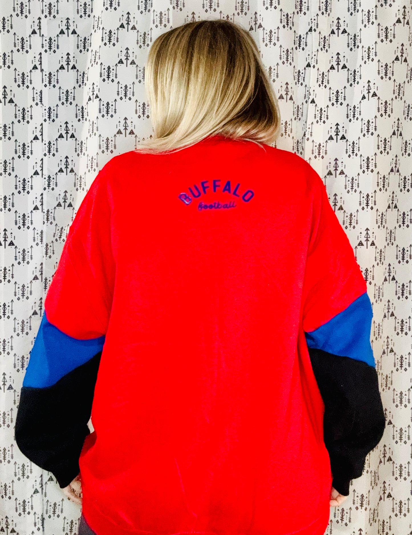Red Color-Blocked Allen Crewneck Size- Unisex L/XL