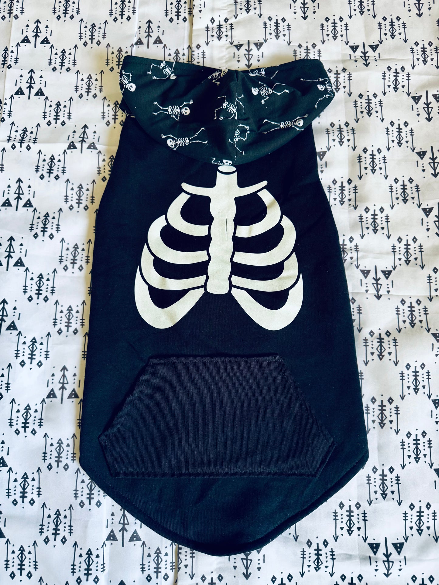 Halloween Glow In The Dark Ribs Dog Hoodie Size- XL