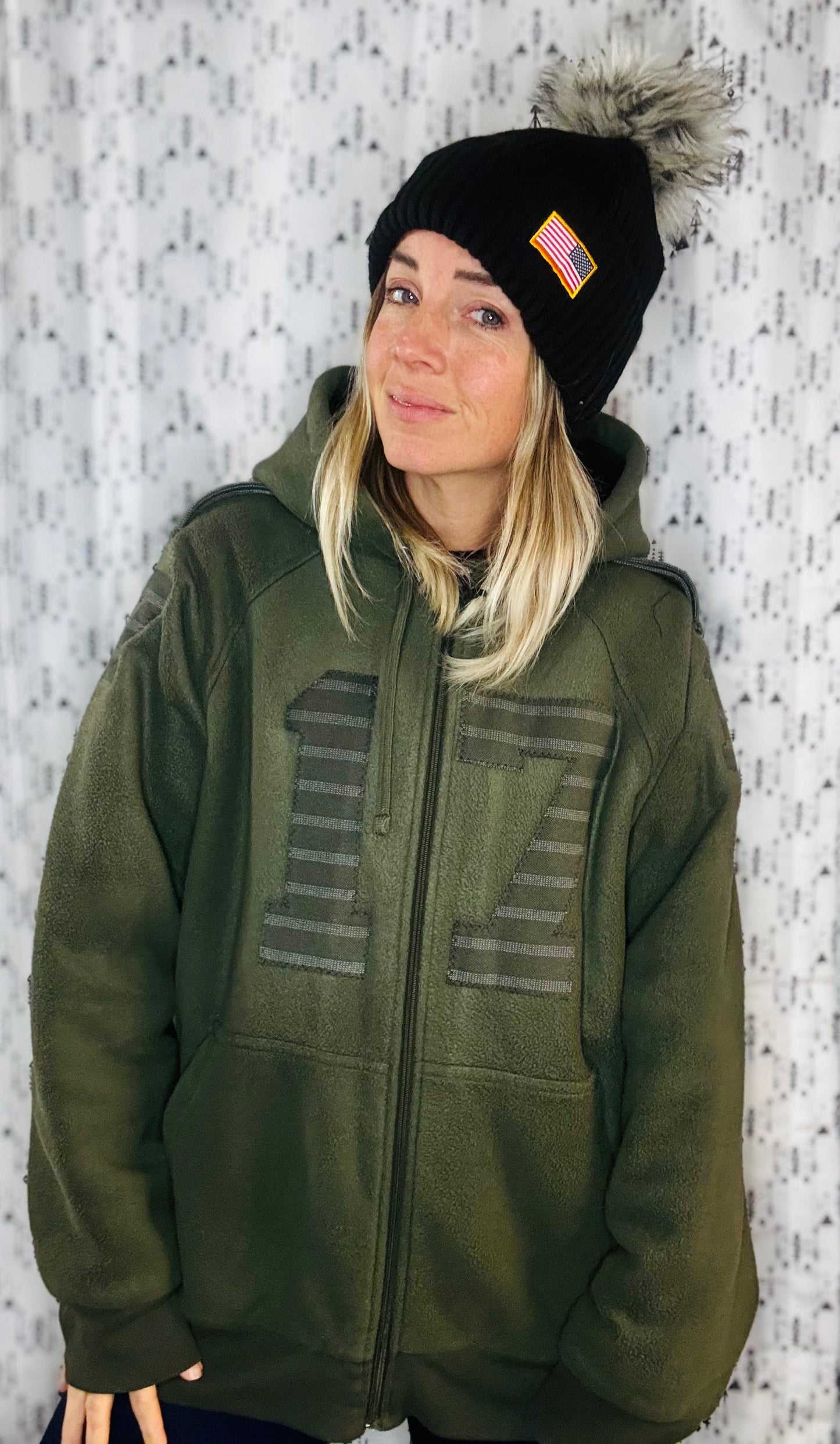 Dark Green Salute #17 Buffalo Zip-Up Hoodie Size- Unisex L/XL