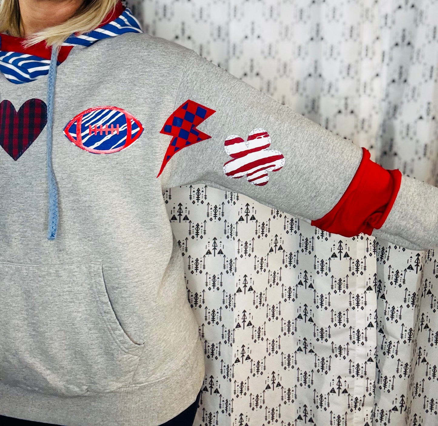 Grey Peace Love Football Hoodie Size-Women’s M/L