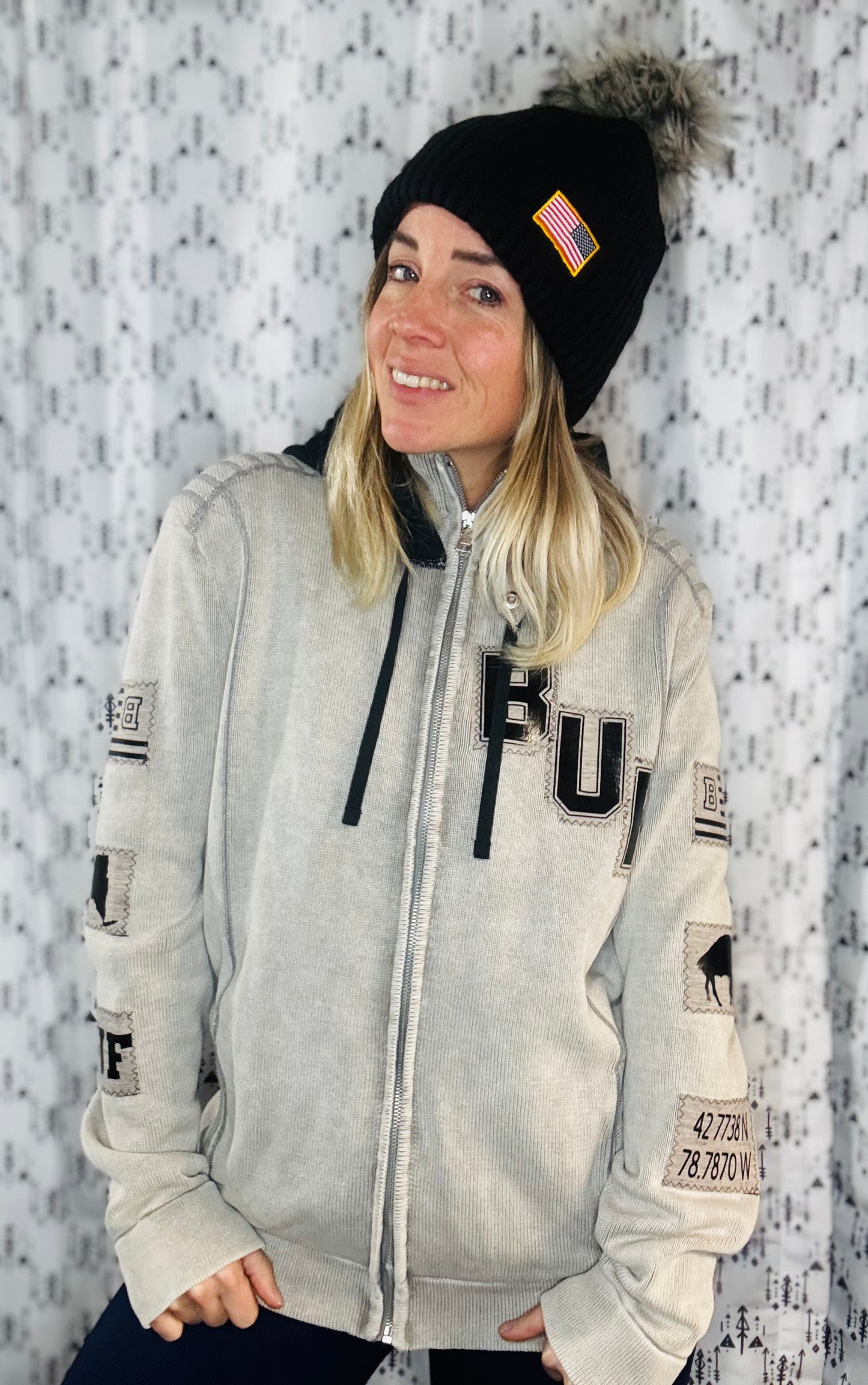 Khaki Salute Buffalo Zip-Up Hoodie Size- Unisex M/L