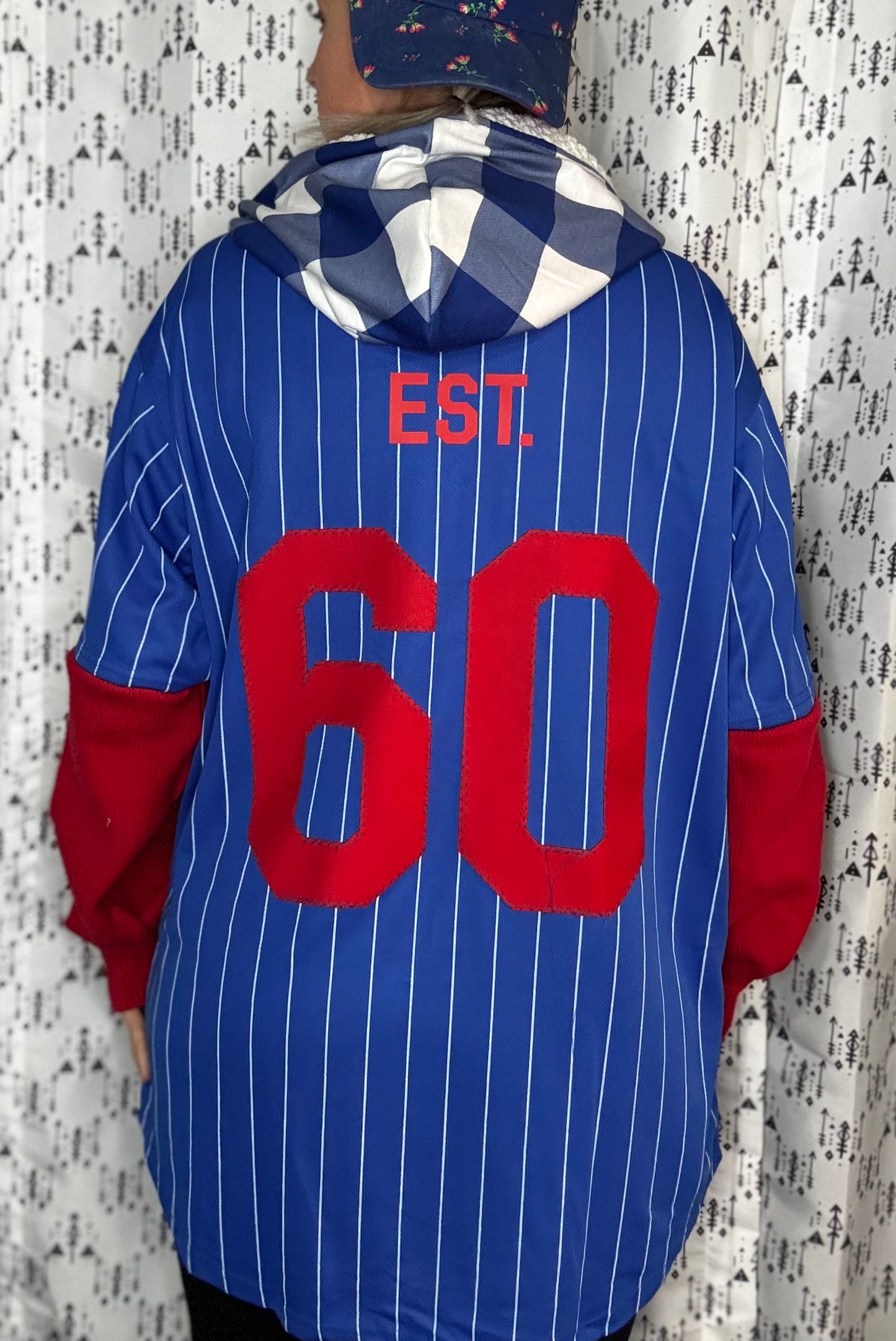 Blue Striped Buffalo Baseball Jersey Unisex-XL/2X