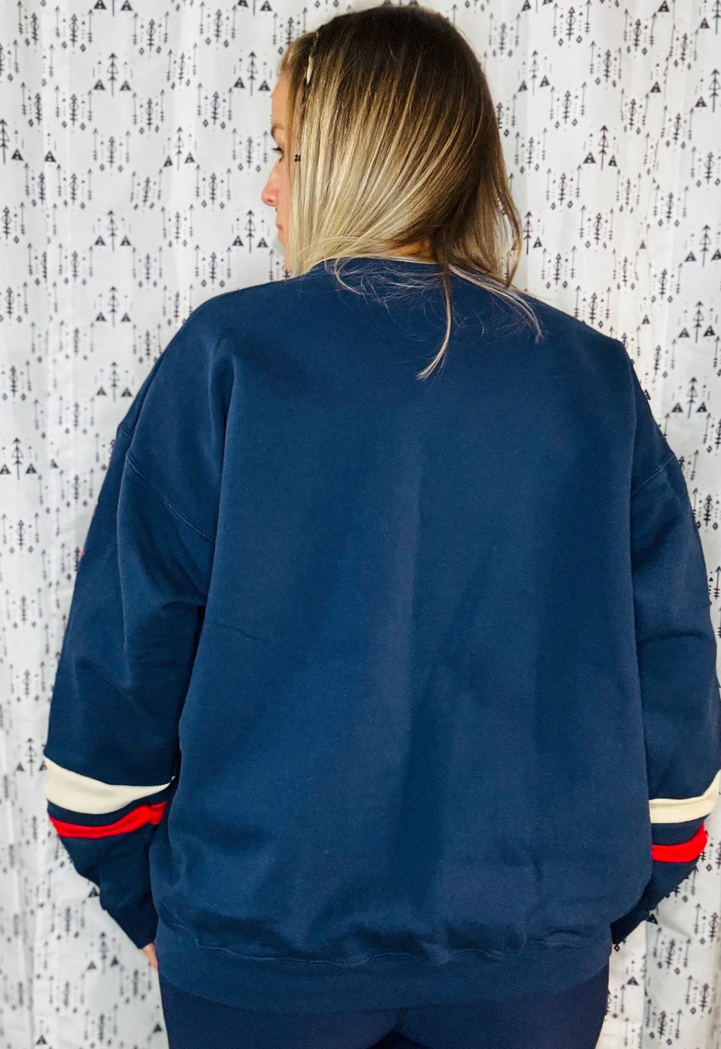 Navy Peace Love Football Crewneck Women's Size- XL/2X