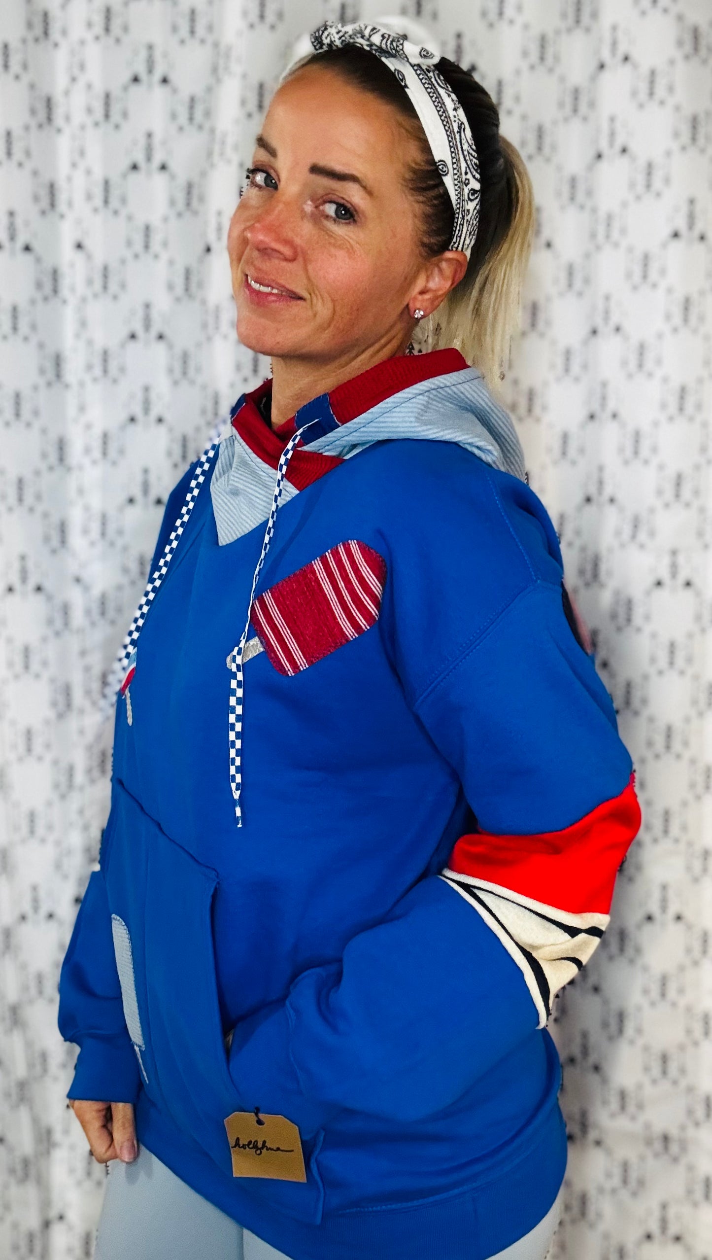 Blue Americana Striped Popsicle Hoodie Unisex-M/L