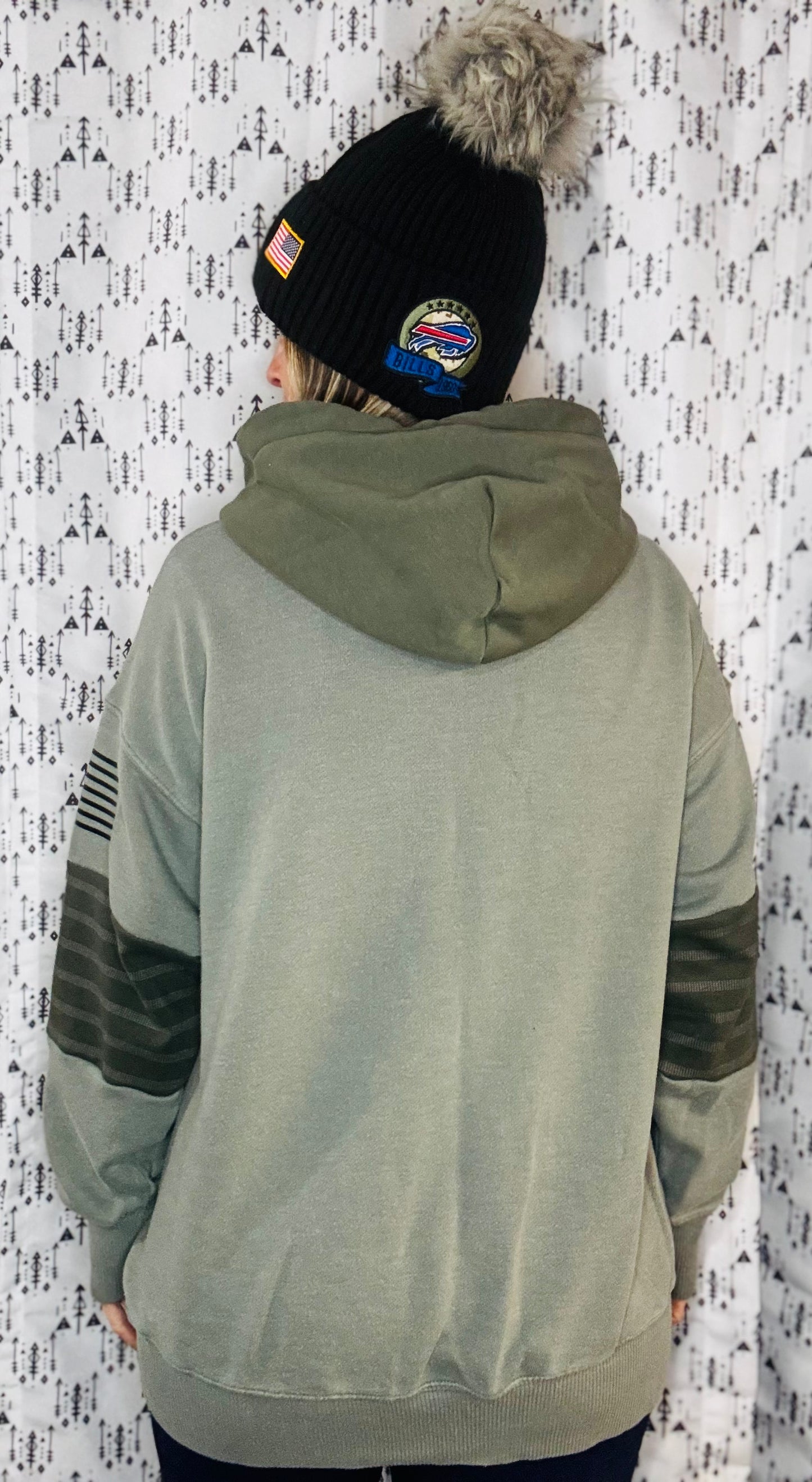 Olive Green Buffalo Football Salute Hoodie Size- Women's L/XL