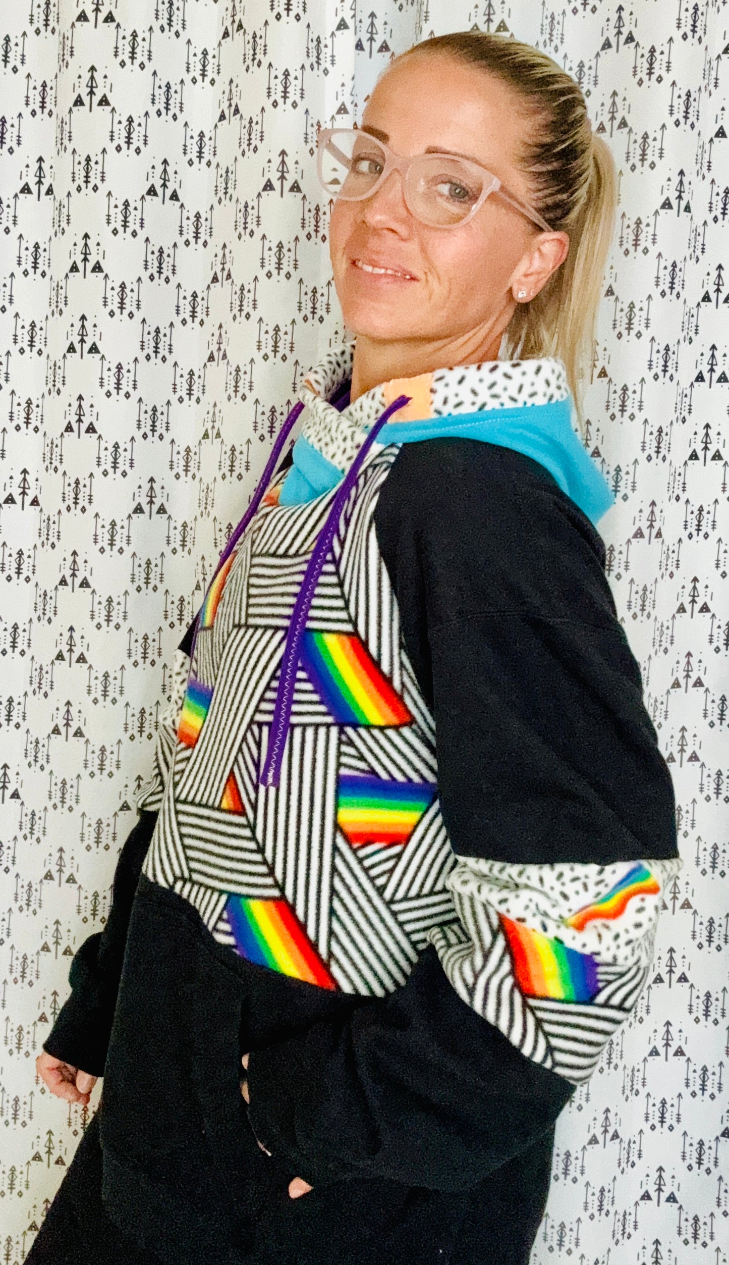 Geometric Rainbow Love II Custom Hoodie Size- Unisex XL/2X