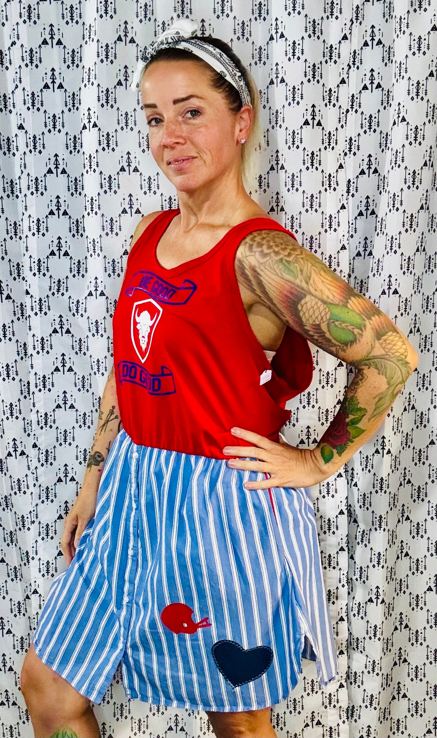 Red Buffalo & Striped Football Dress Size-XL/2X