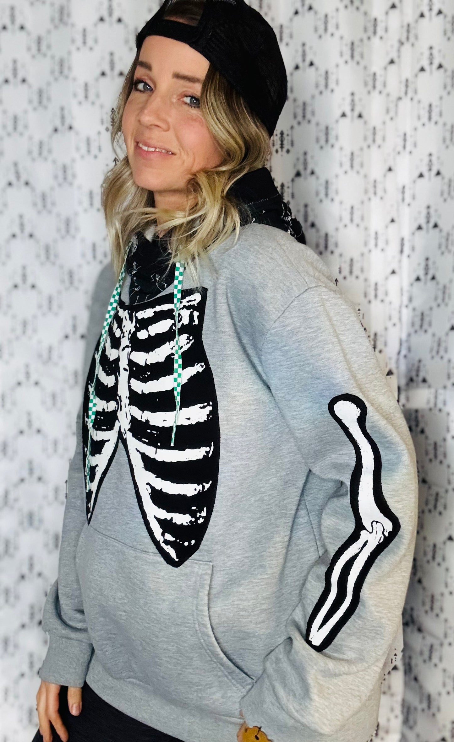 Grey Bones Hoodie Size- Unisex M/L