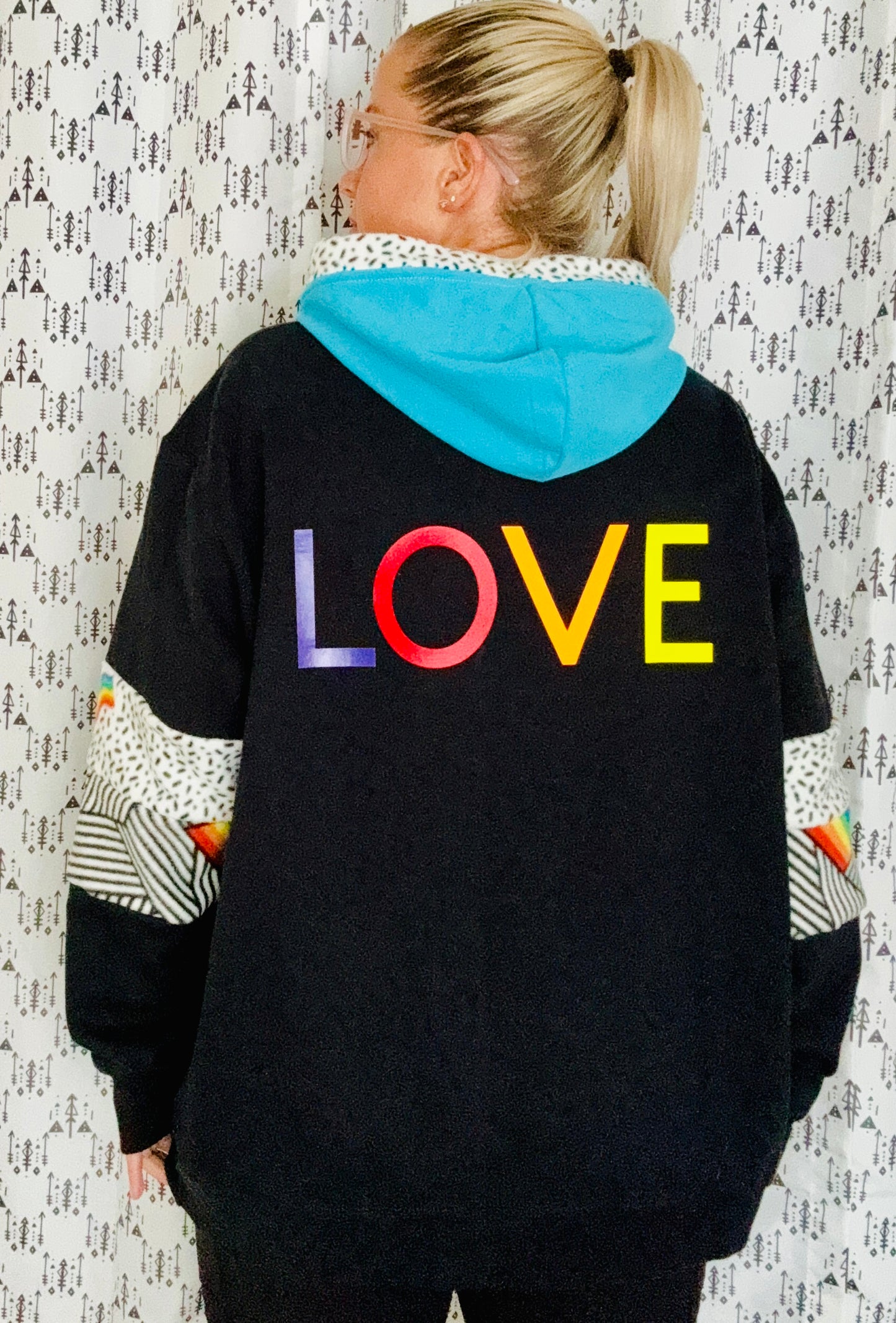 Geometric Rainbow Love II Custom Hoodie Size- Unisex XL/2X
