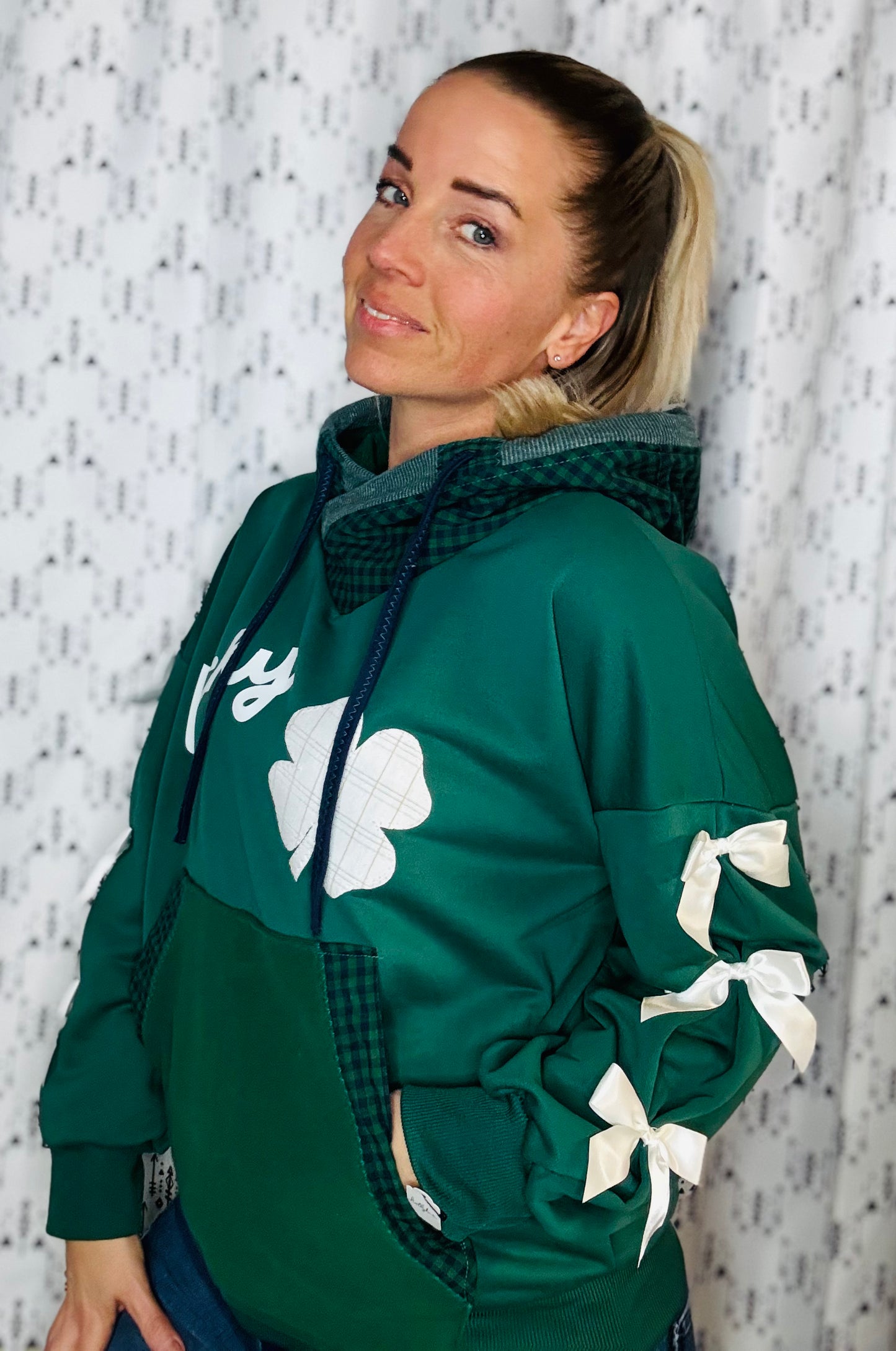 Green Bows Are Lucky Hoodie Size- Women's M/L