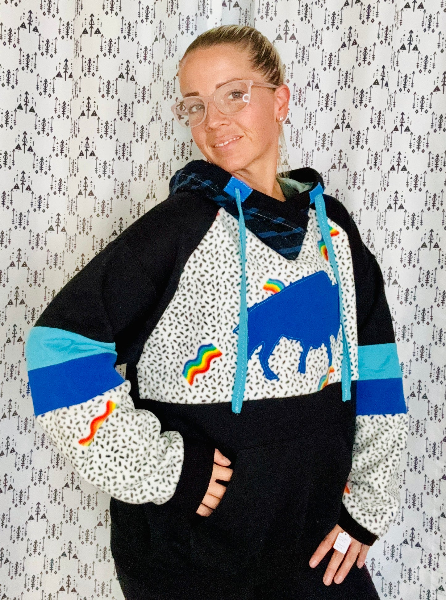 Rainbow Buffalo Love Custom Hoodie Size- Unisex L/XL