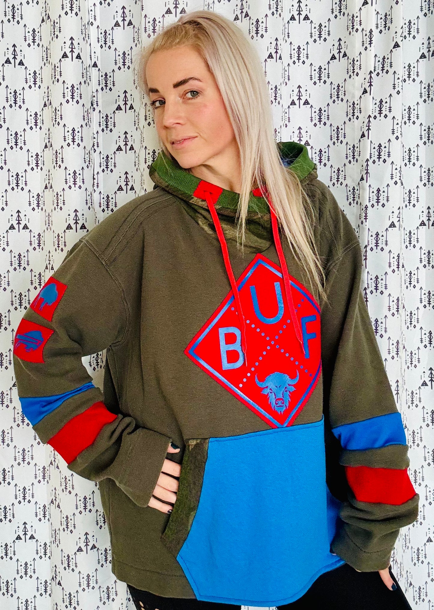 Olive Green Salute Buffalo Hoodie Sweater Size Unisex XL/2X