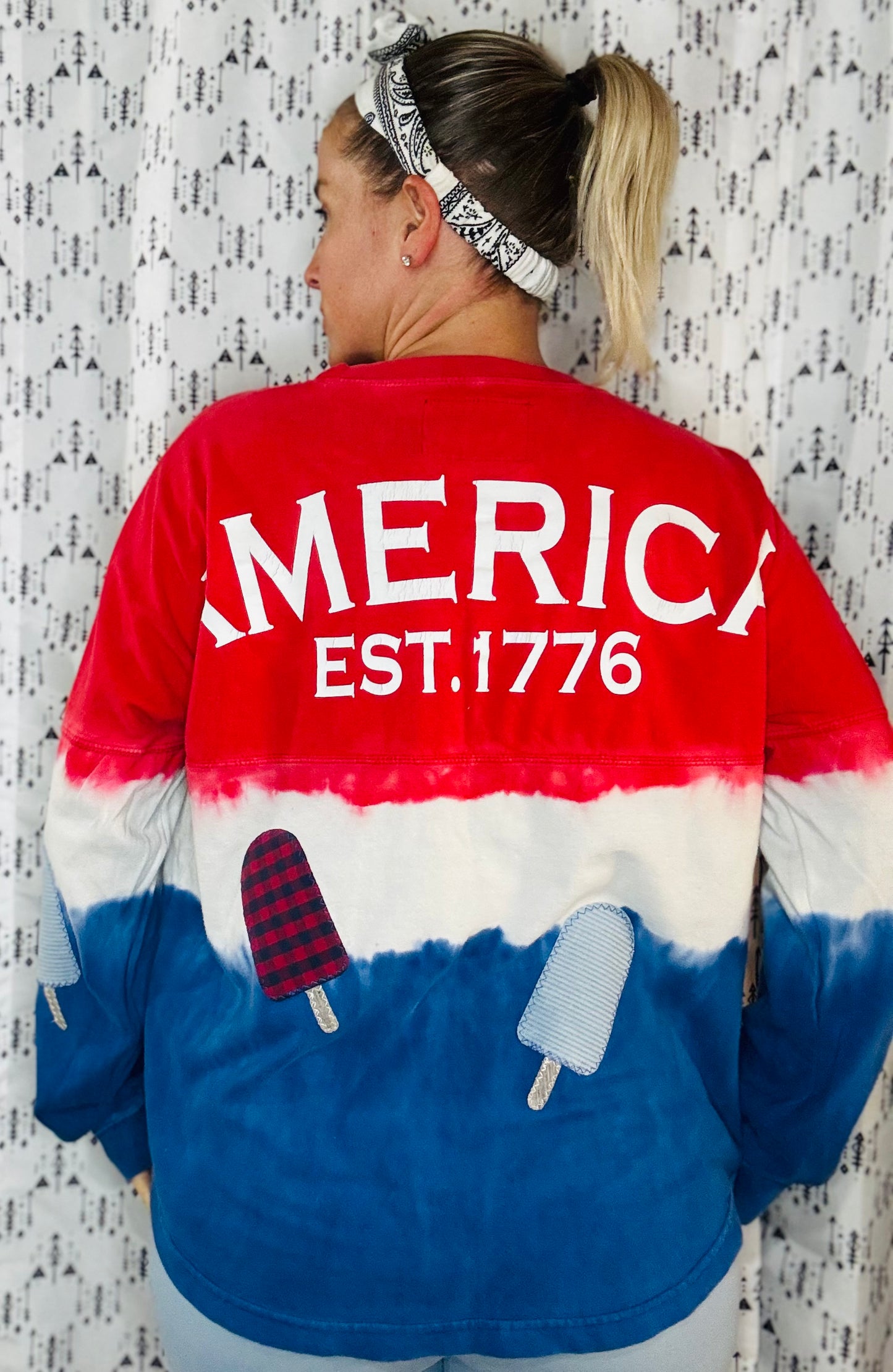 USA Plaid Popsicle Ombre Crewneck Women's Size-XL/2X