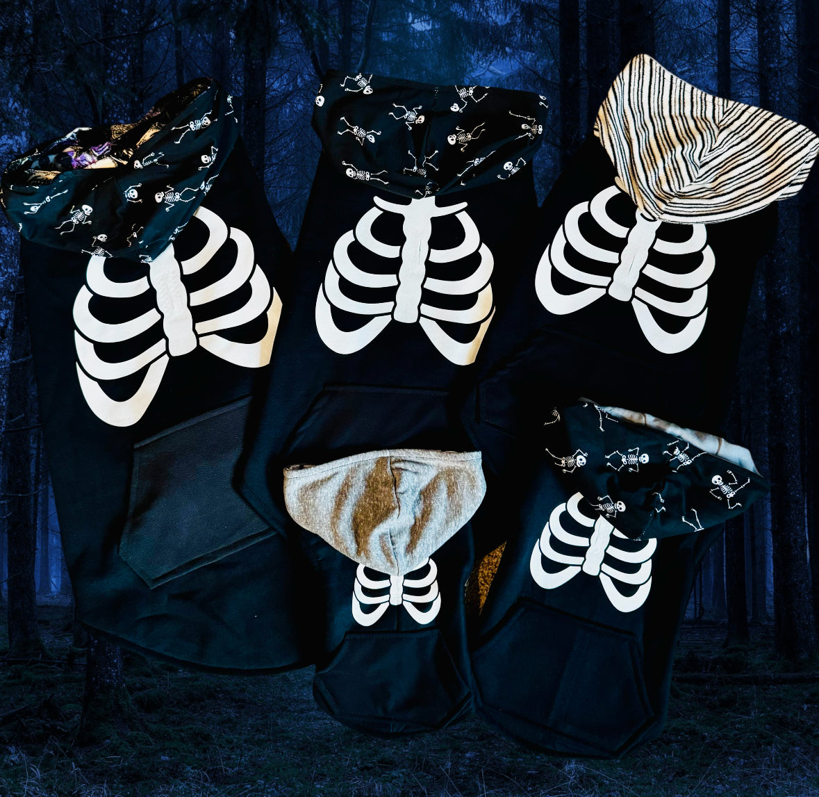 Halloween Glow In The Dark Ribs Dog Hoodie Size- XL