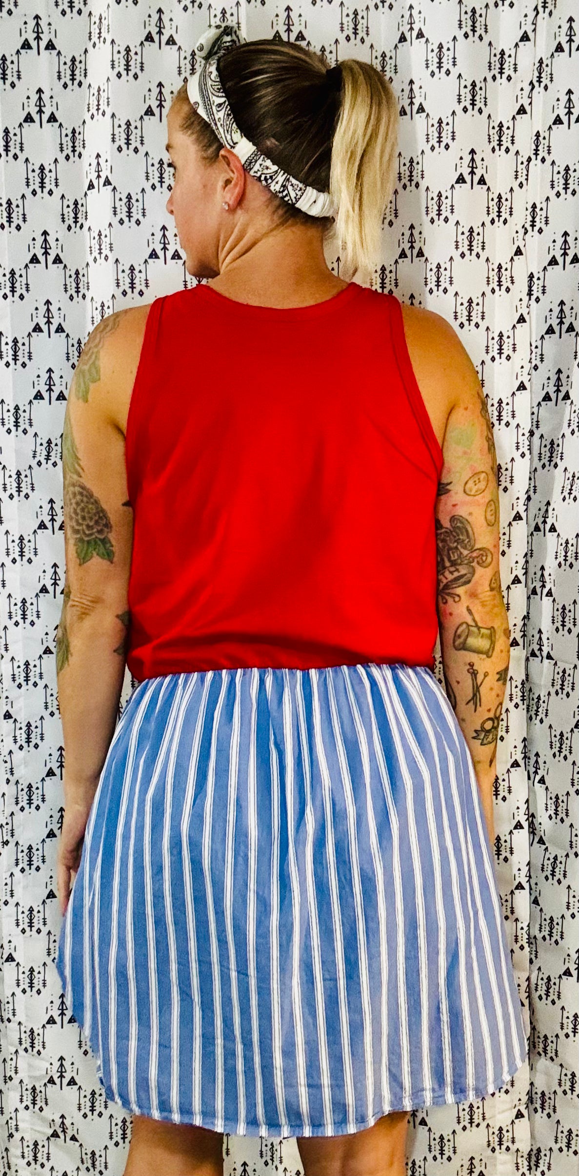 Red Buffalo & Striped Football Dress Size-XL/2X