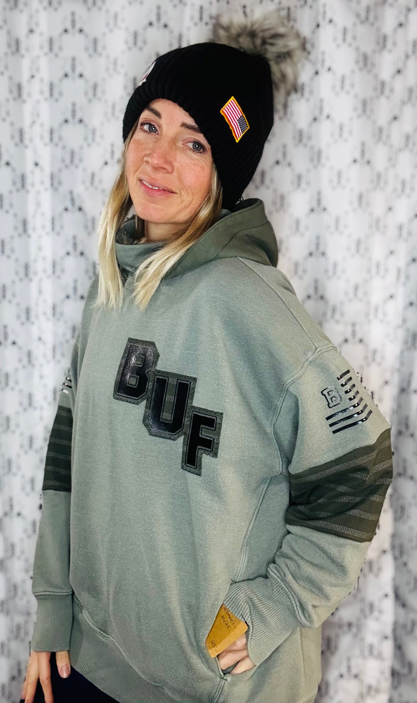 Olive Green Buffalo Football Salute Hoodie Size- Women's L/XL