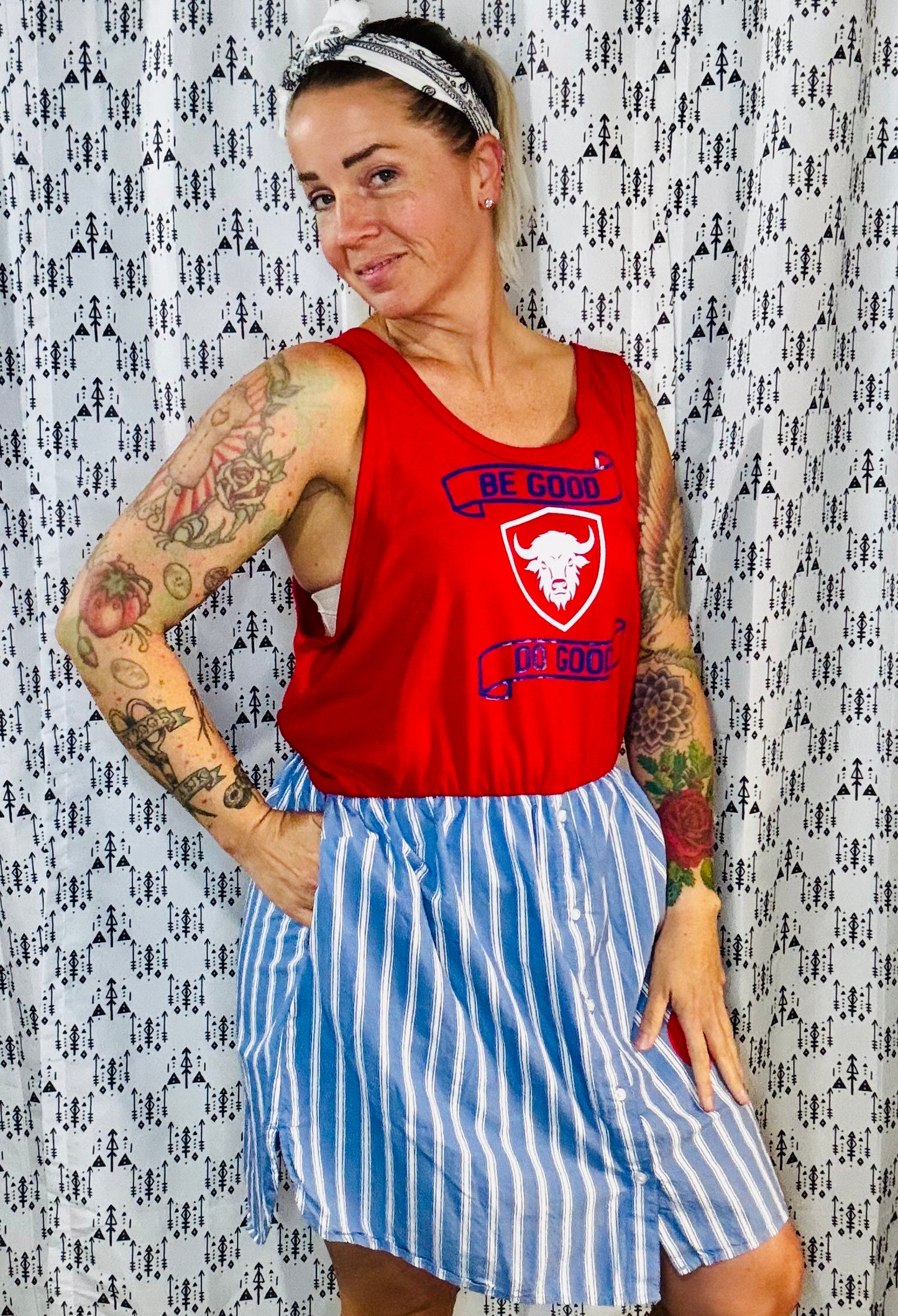 Red Buffalo & Striped Football Dress Size-XL/2X