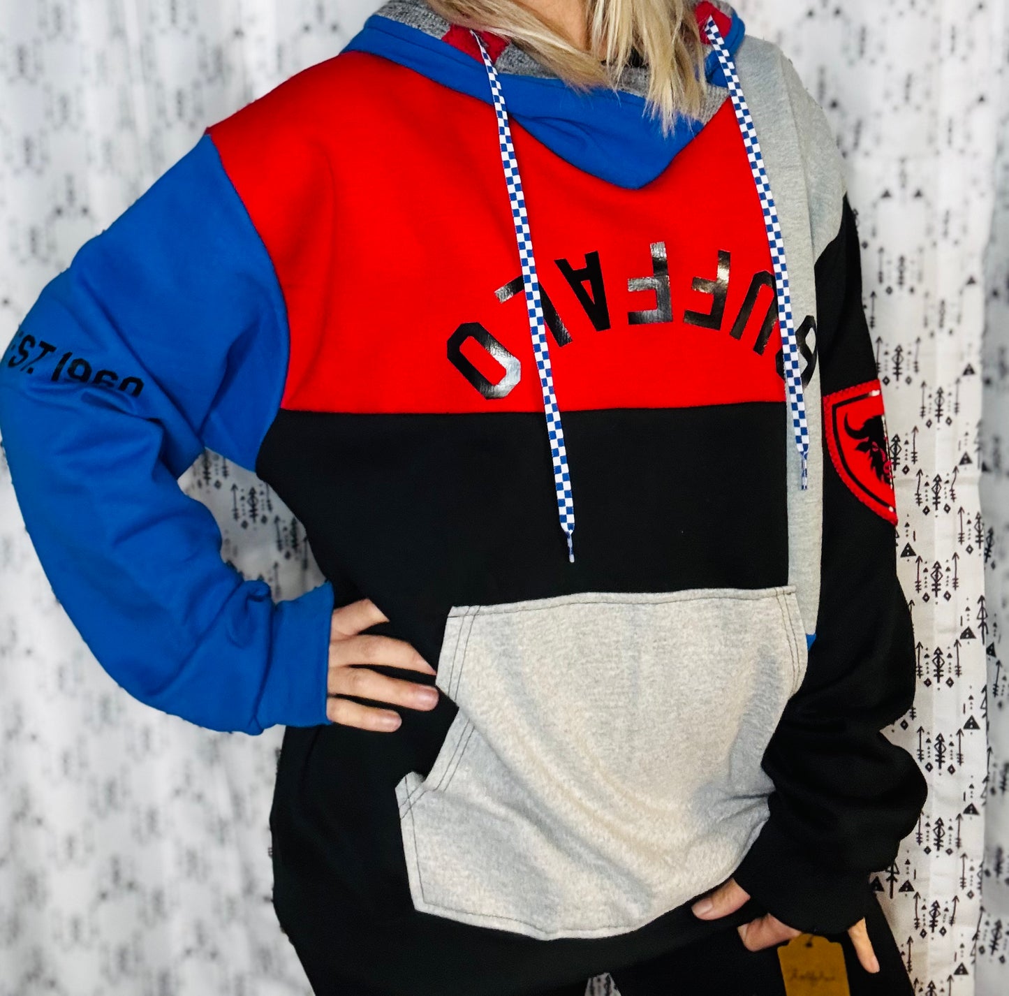 Color-Block 3 Buffalo Hoodie Size- Unisex L/XL