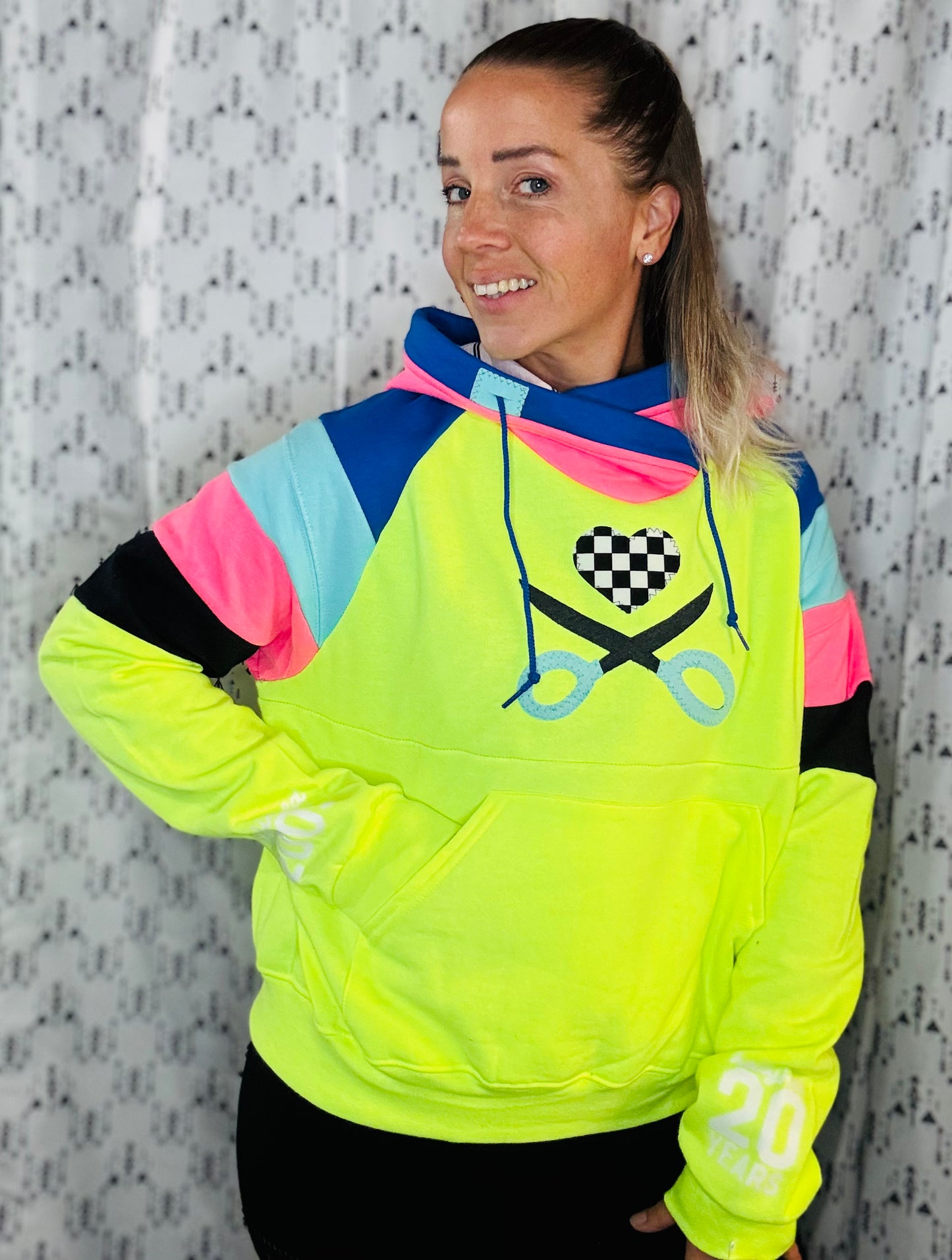 Neon Yellow 20th Anniversary HOLLYHUE Logo Hoodie Size-Women’s XL/2X