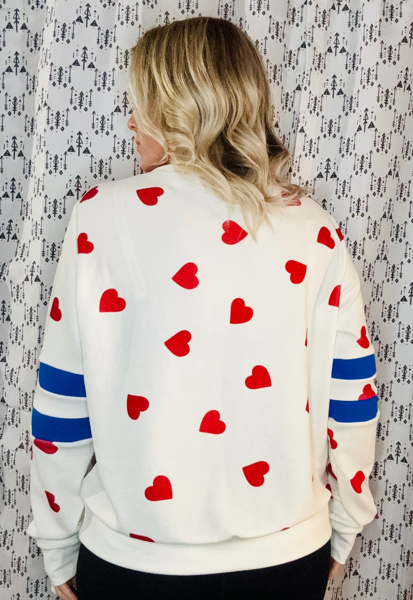 Heart All Over Buffalo Crewneck Size- Women's L/XL