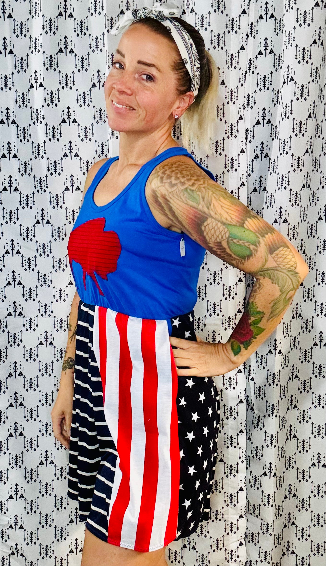 Americana Buffalo Stars and Stripes Dress Size-S/M