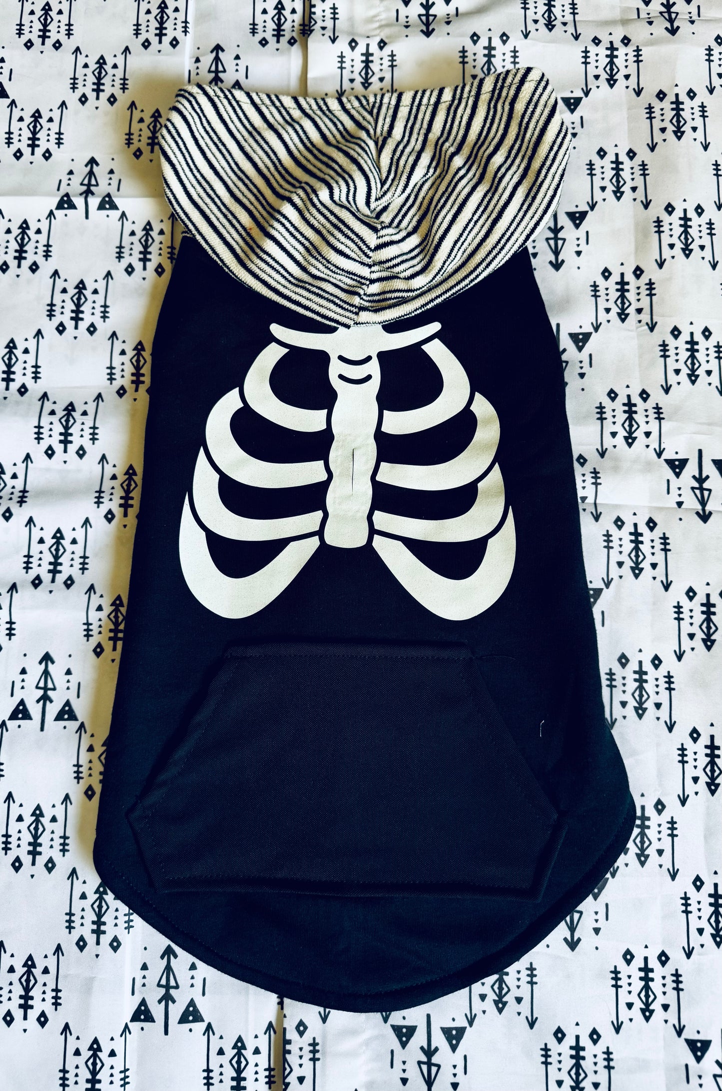 Halloween Glow In The Dark Ribs Dog Hoodie Size- M