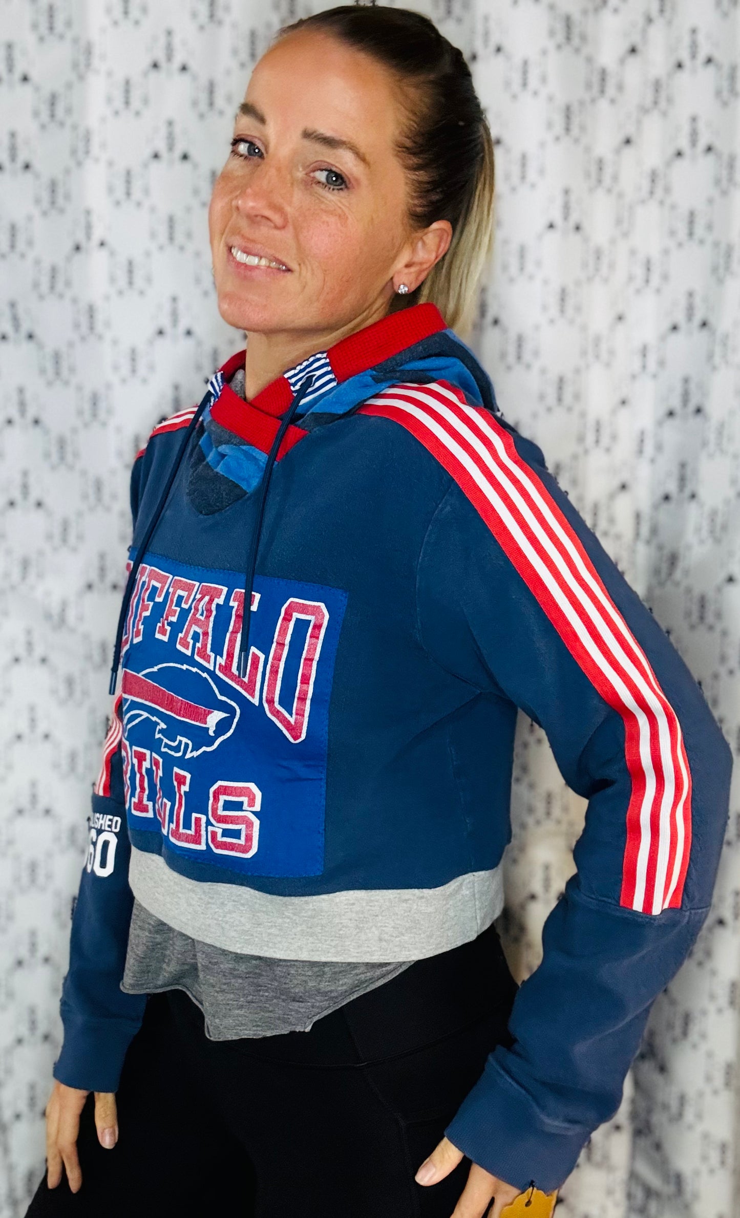 Blue Buffalo Football Crop Hoodie Size- Women's M/L