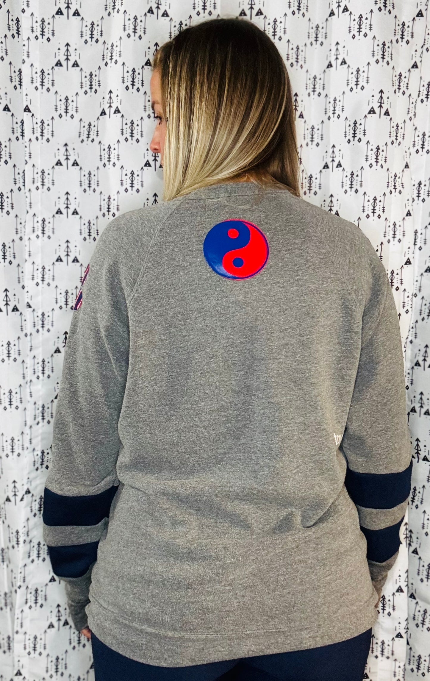 Grey Peace Love Football Crewneck Women's Size- L/XL