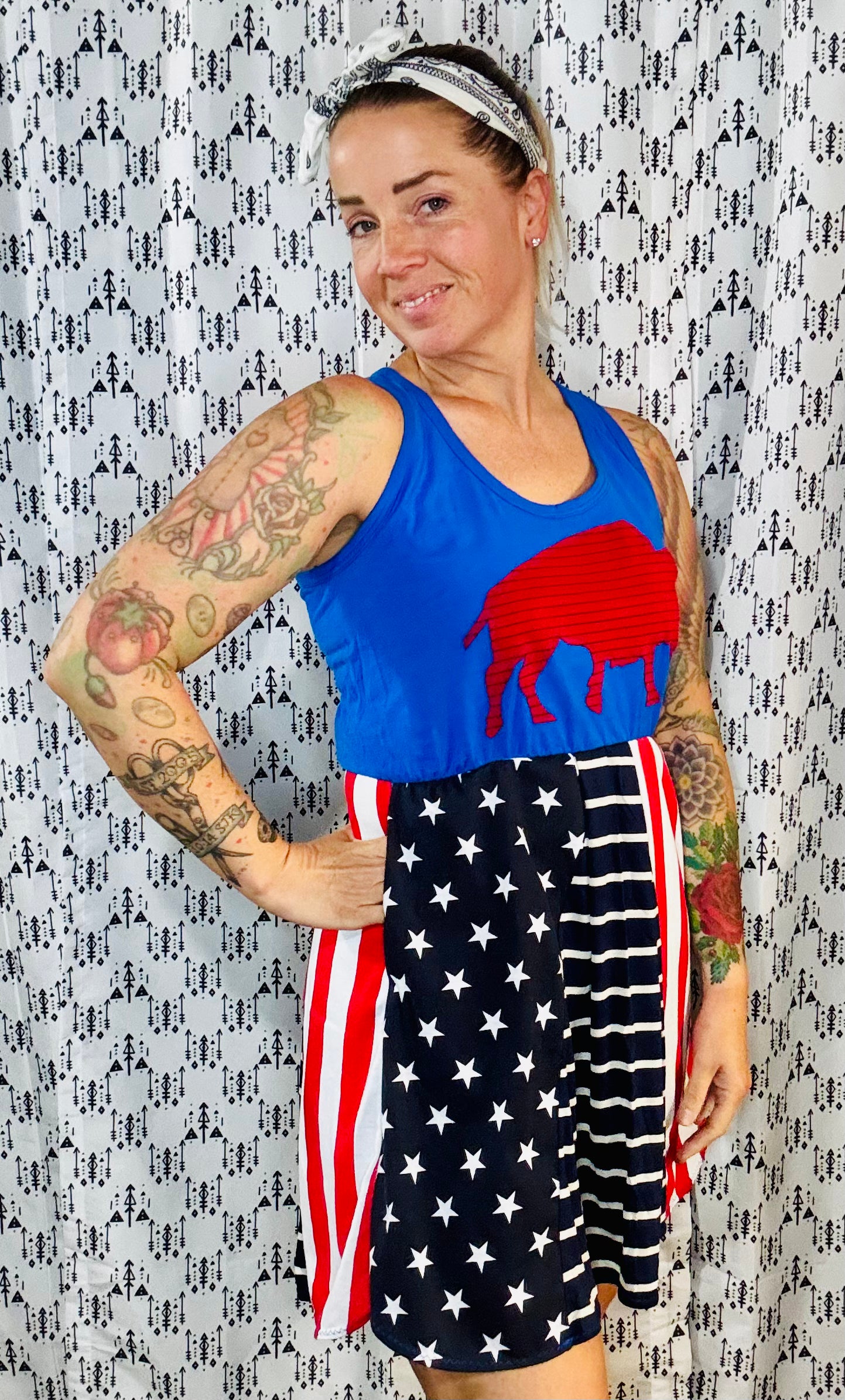 Americana Buffalo Stars and Stripes Dress Size-S/M