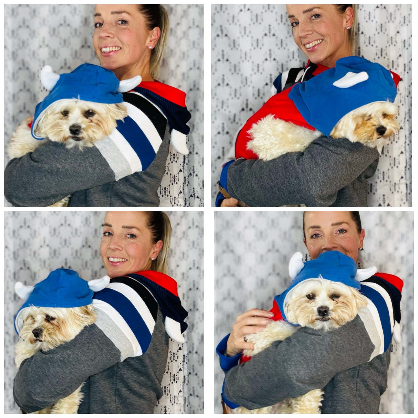 Red Buffalo Head Dog Hoodie Size-S