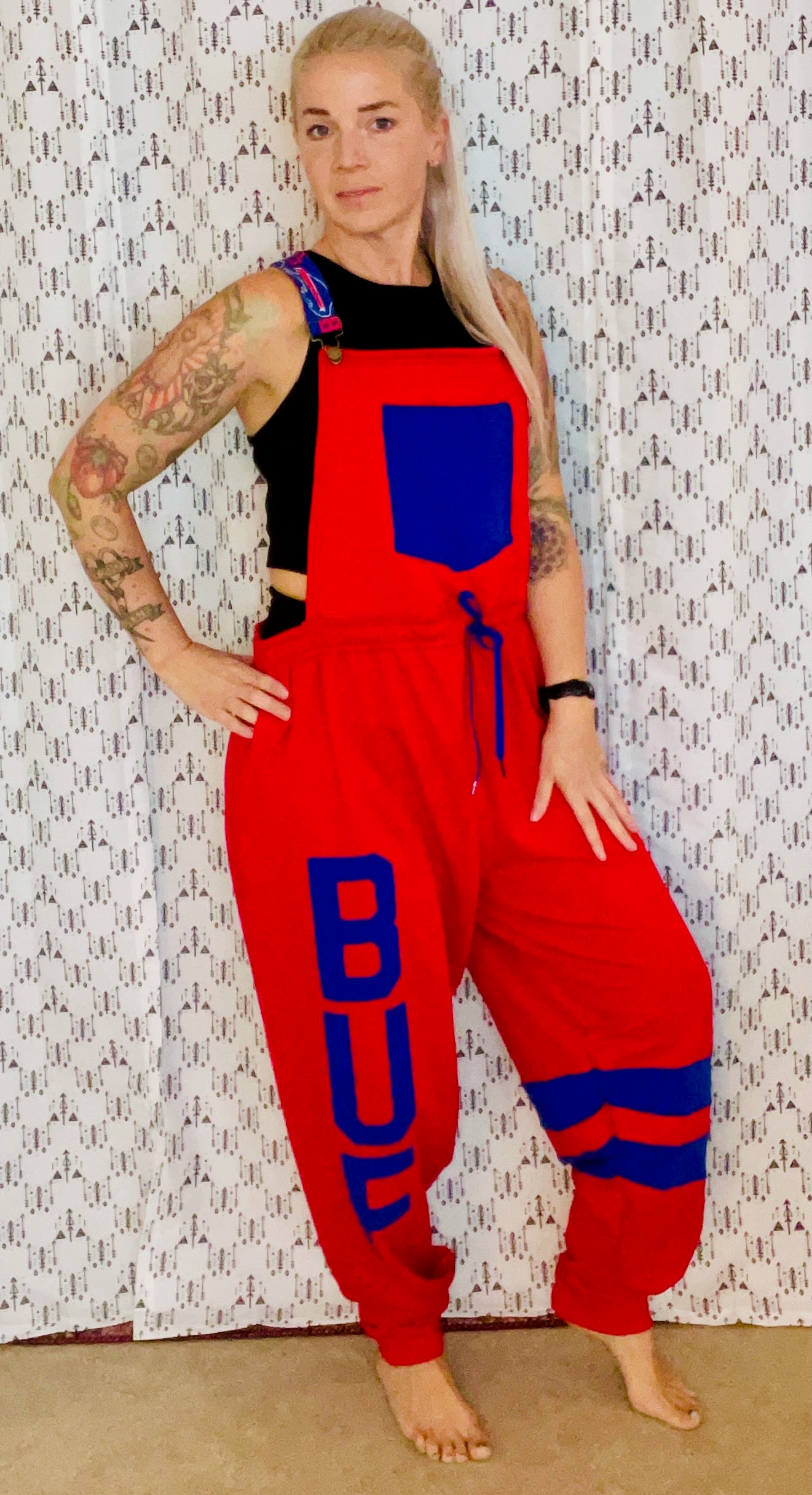 Red BUF Over-all Joggers Size- Unisex XL/2X