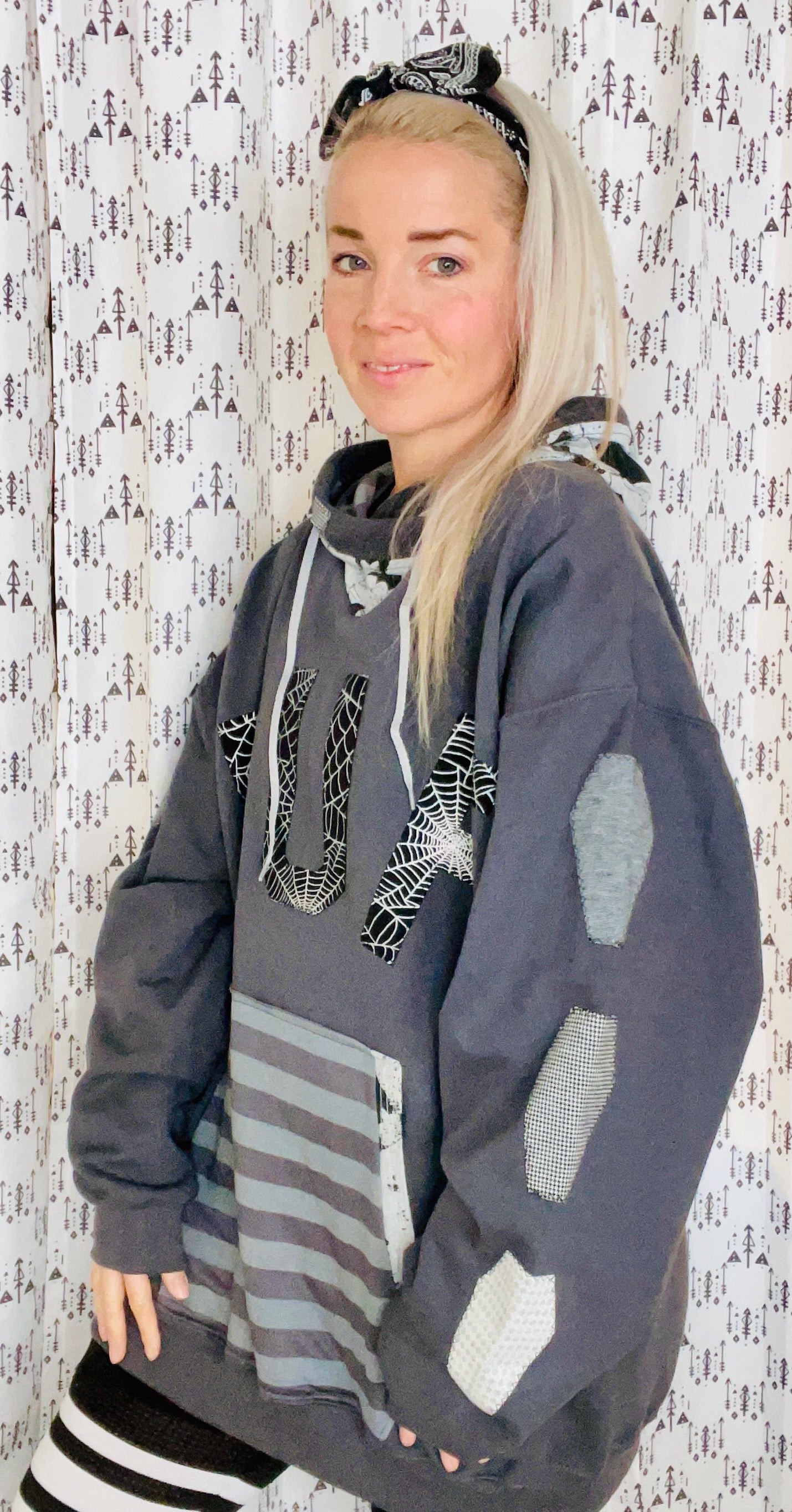 Grey Spider Web BUF Hoodie Size-Unisex XL/2X