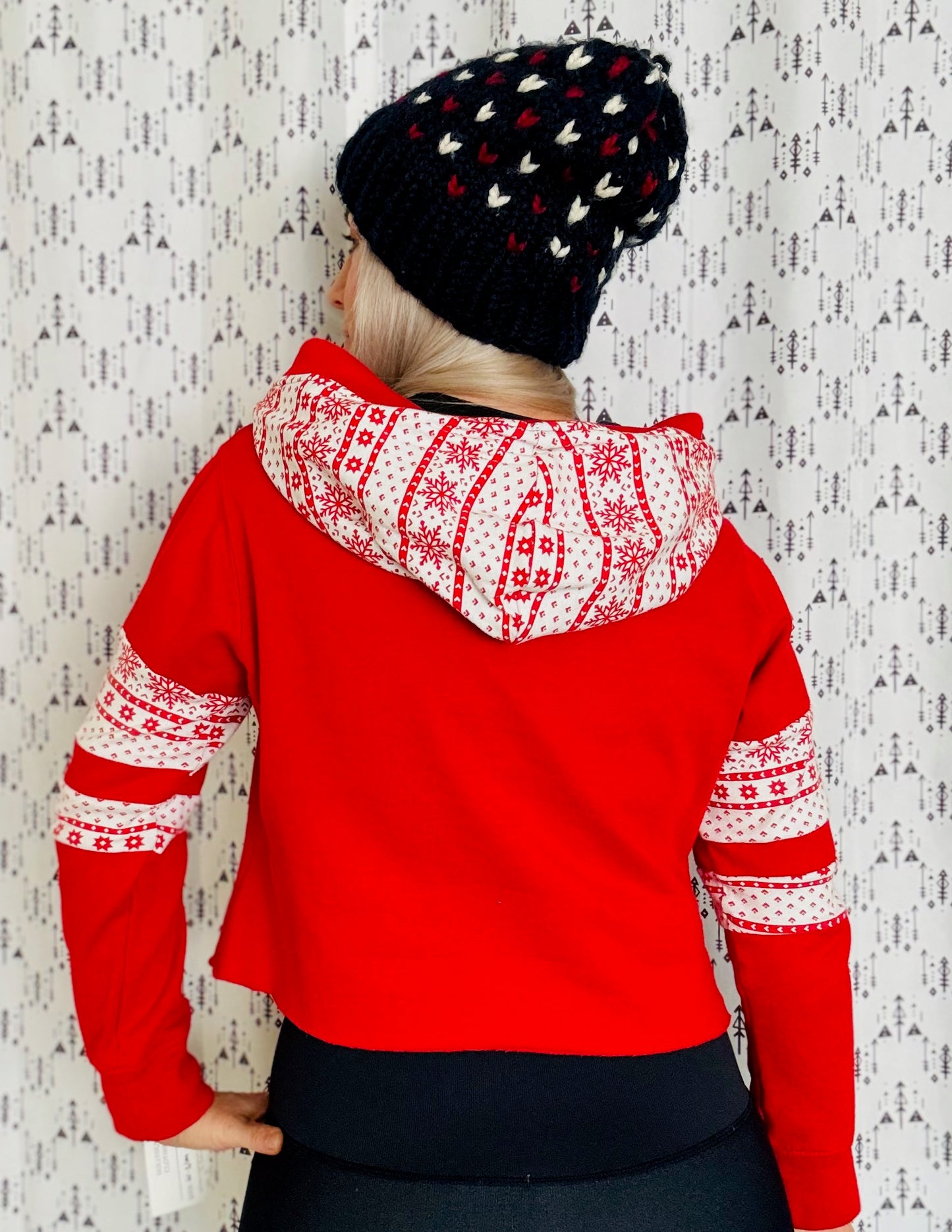 Holiday Wreath Football Crop Hoodie Size- Women's S/M