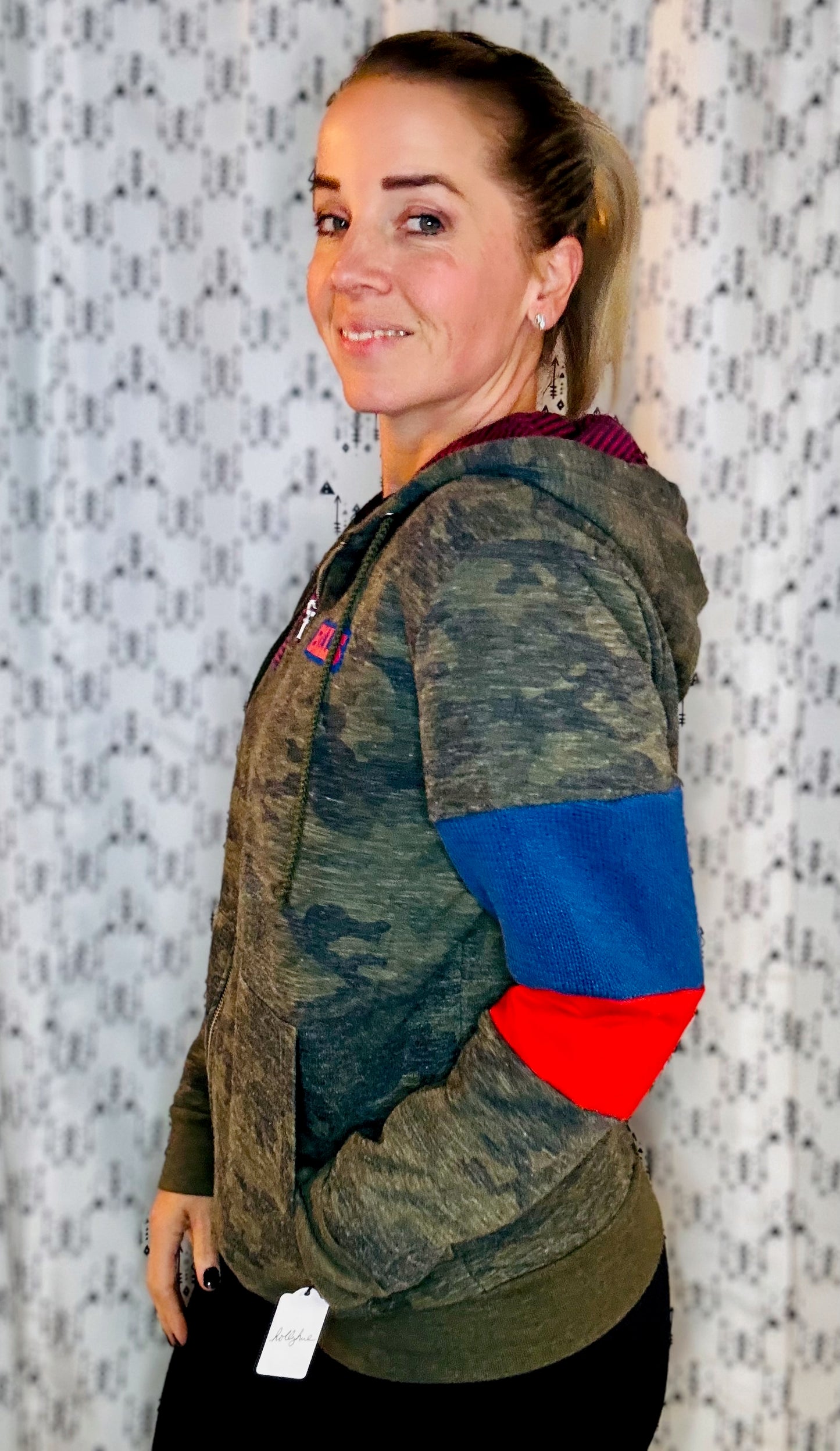 Camo Salute to Service Football Zip-Up Hoodie Size- Unisex S/M