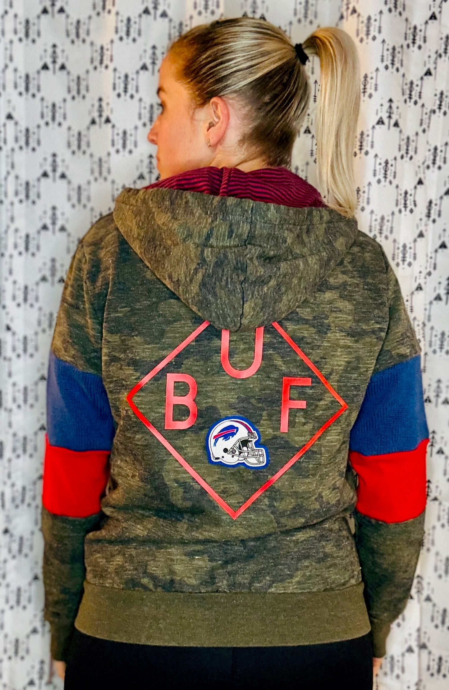 Camo Salute to Service Football Zip-Up Hoodie Size- Unisex S/M