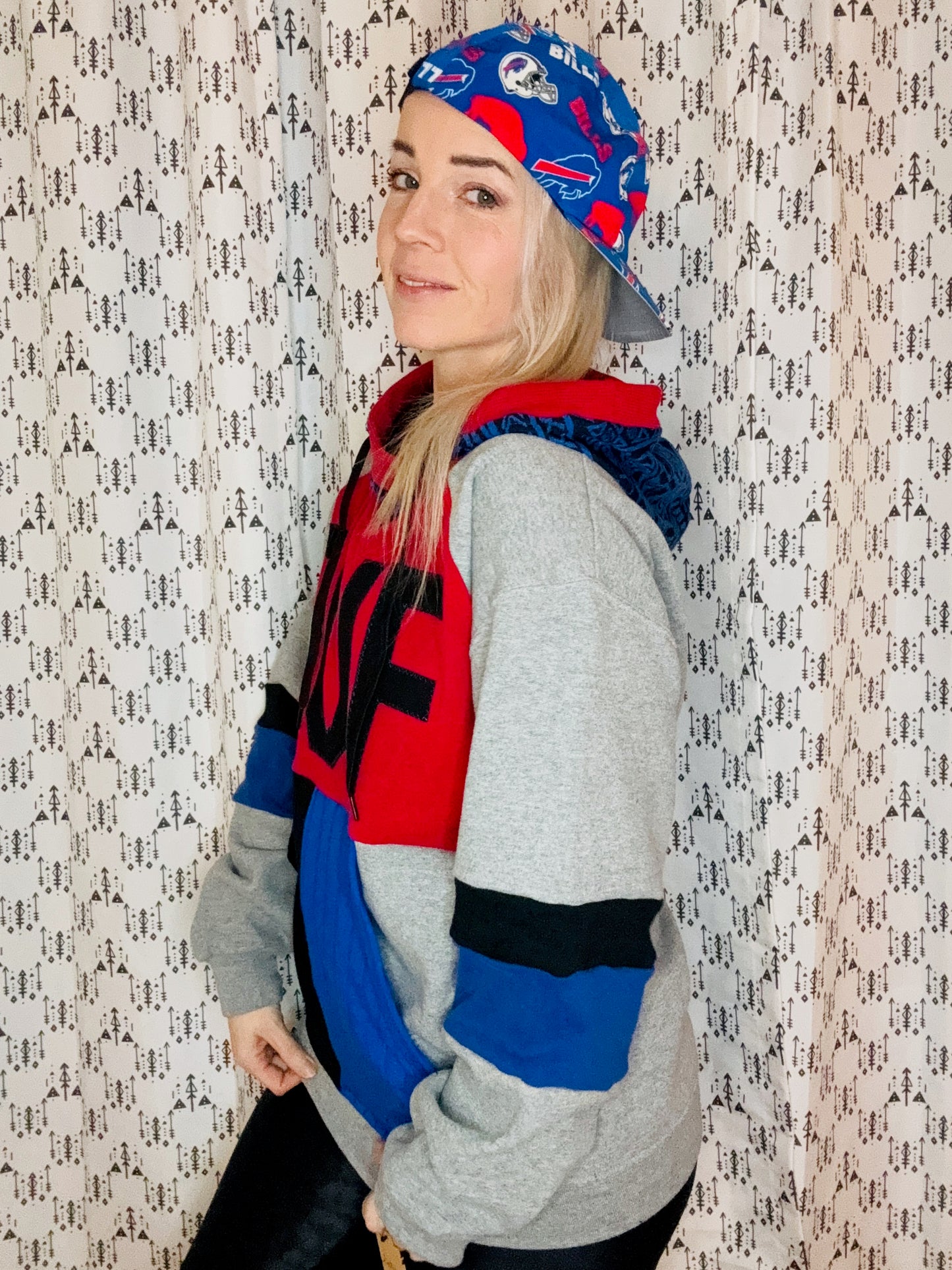 90's BUF Color-block Football Hoodie Size- Unisex M/L