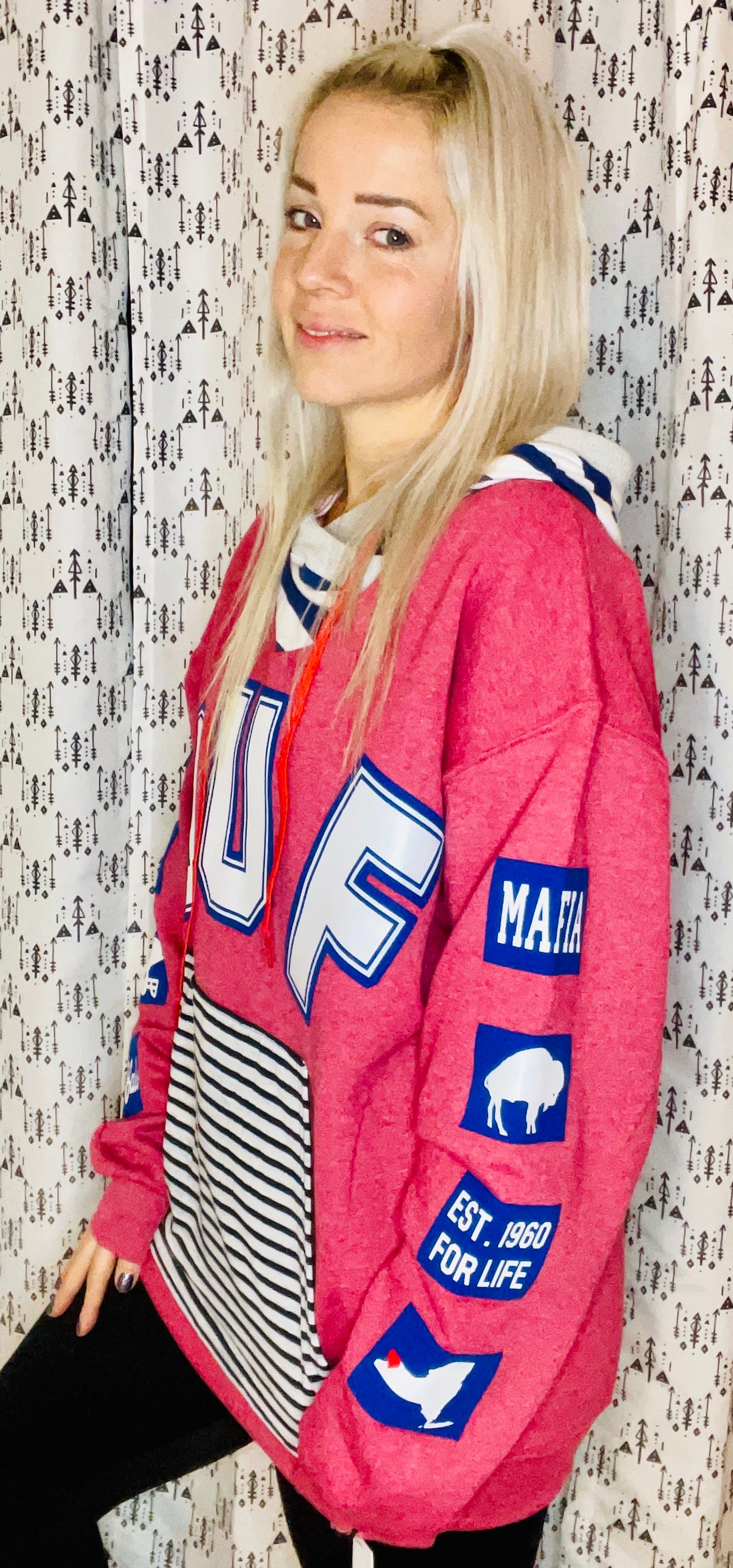 Heather Red BUF Proud Hoodie Size Unisex-L/XL