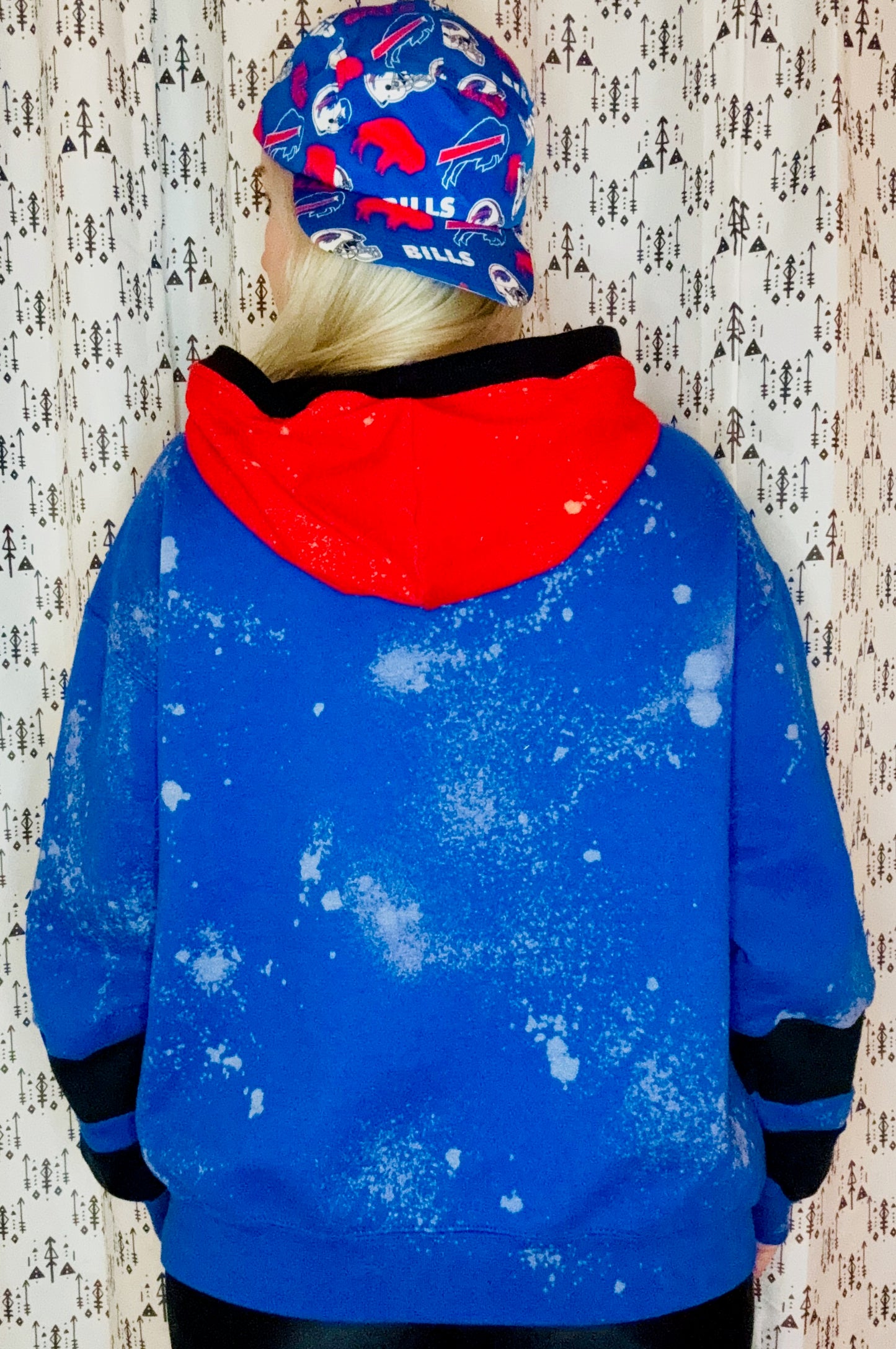 90's Blue Bleached Buffalo Football Hoodie Size- Unisex L/XL
