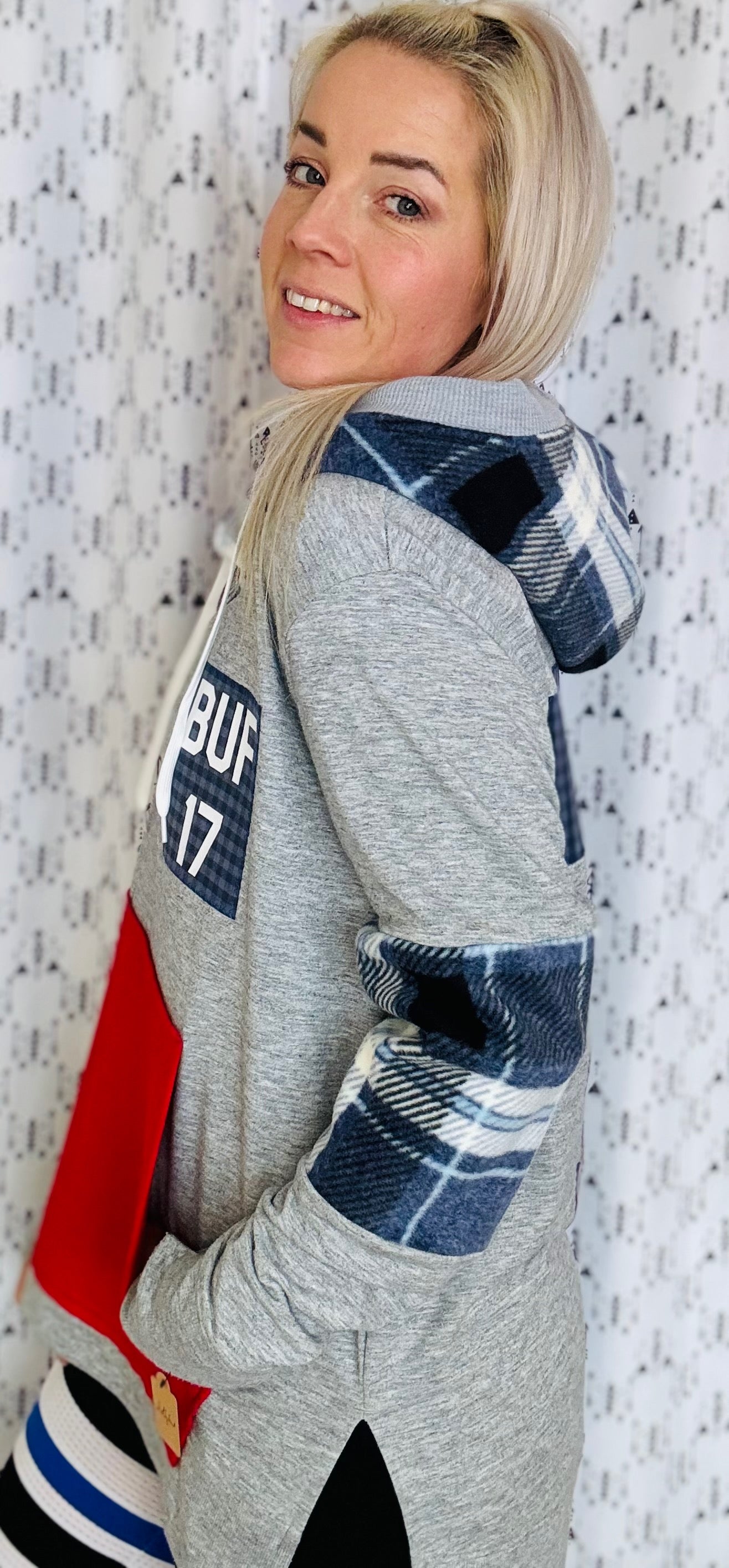 Josh Allen Plaid Buffalo Hoodie Size- Women's L/XL